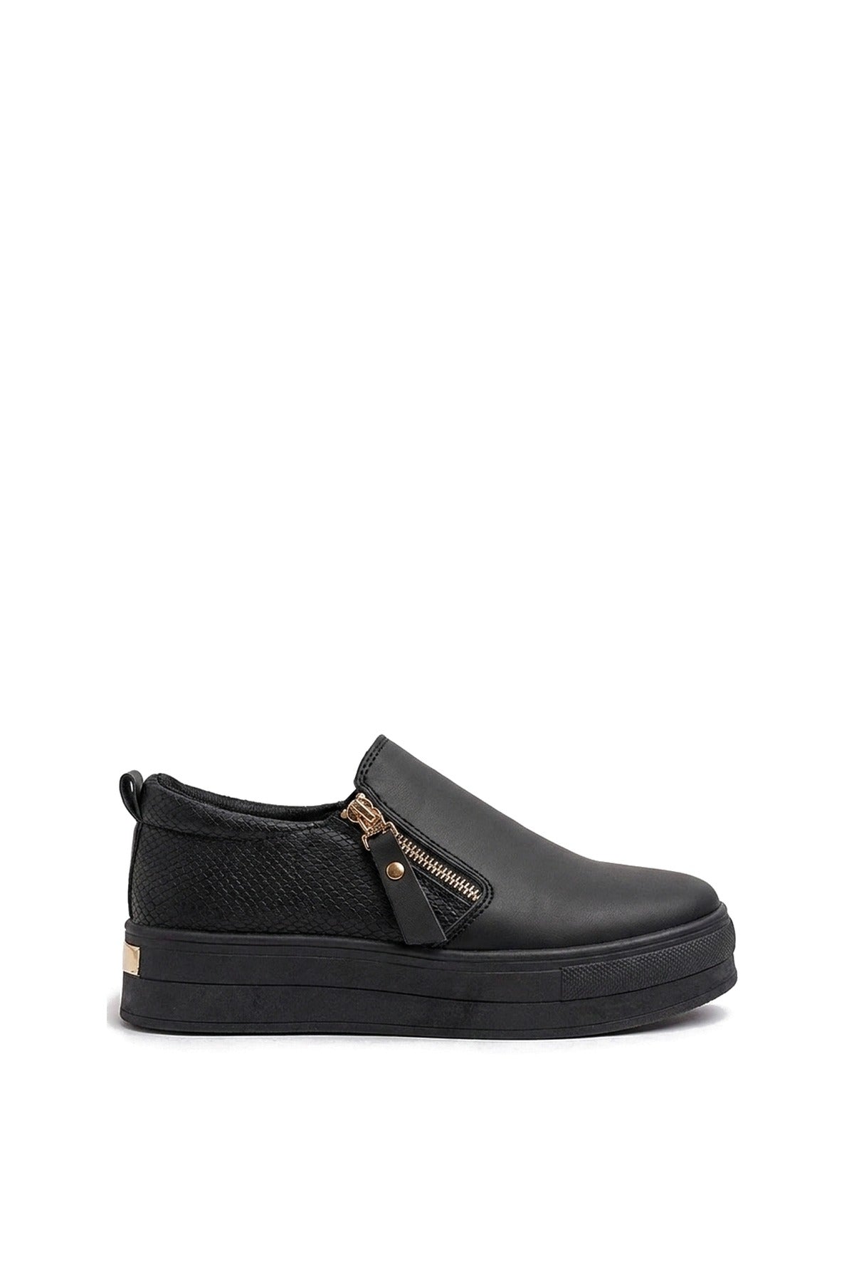 Andrea Zipper Decor Slip On Trainers - All Black