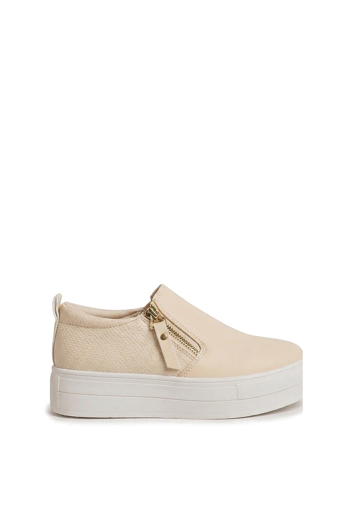 Andrea Zipper Decor Slip On Trainers - Beige