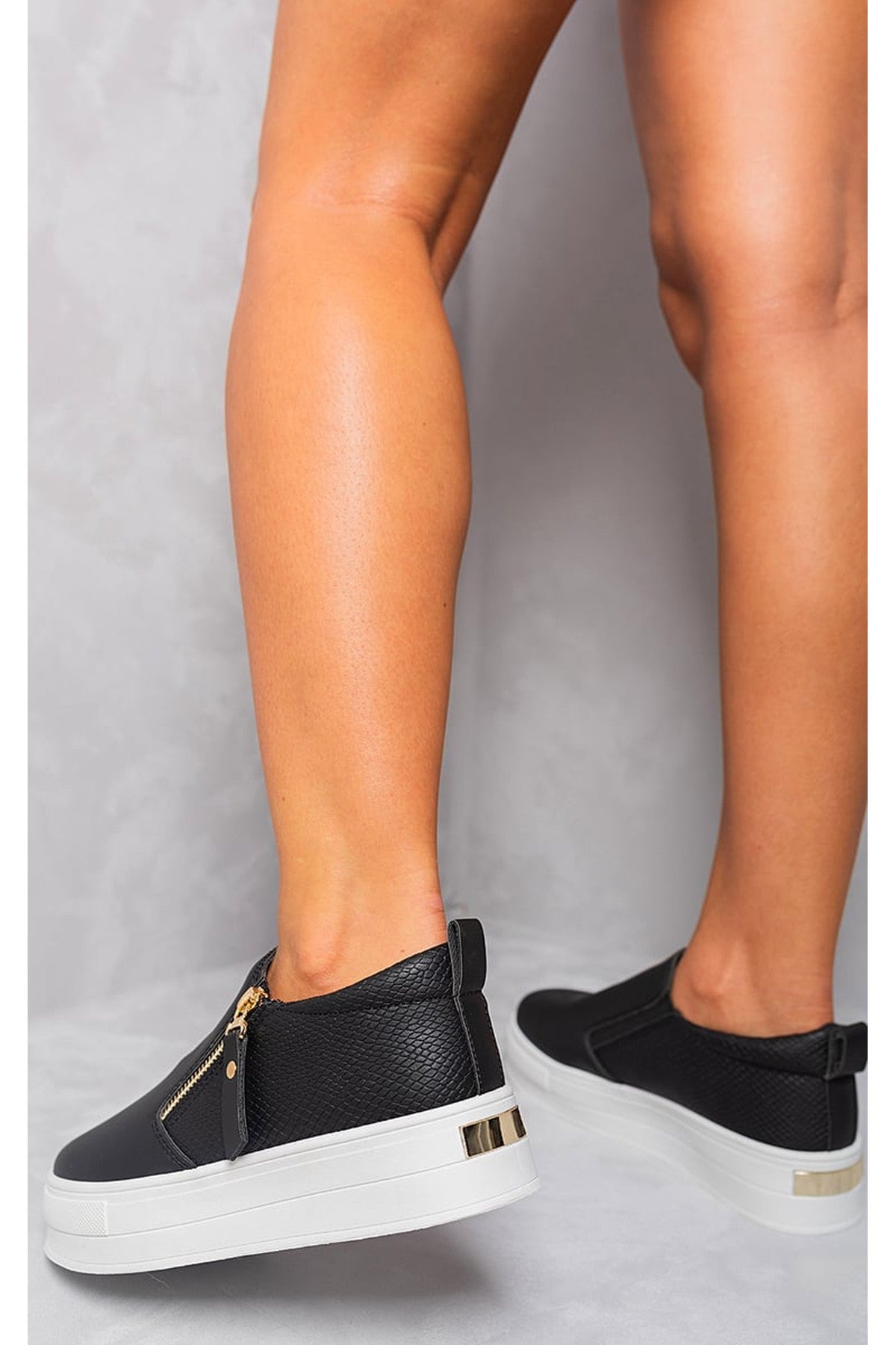 Andrea Zipper Decor Slip On Trainers - Black