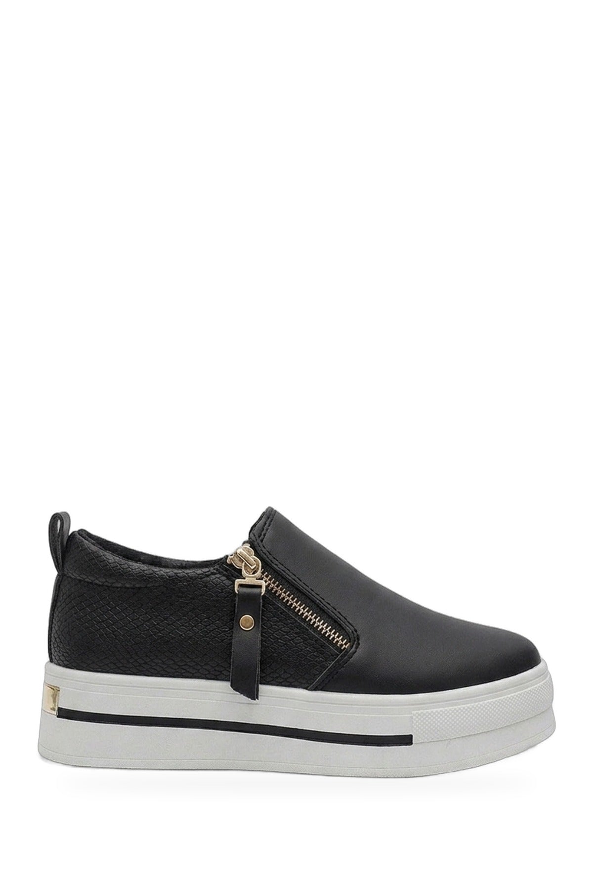 Andrea Zipper Decor Slip On Trainers - Black