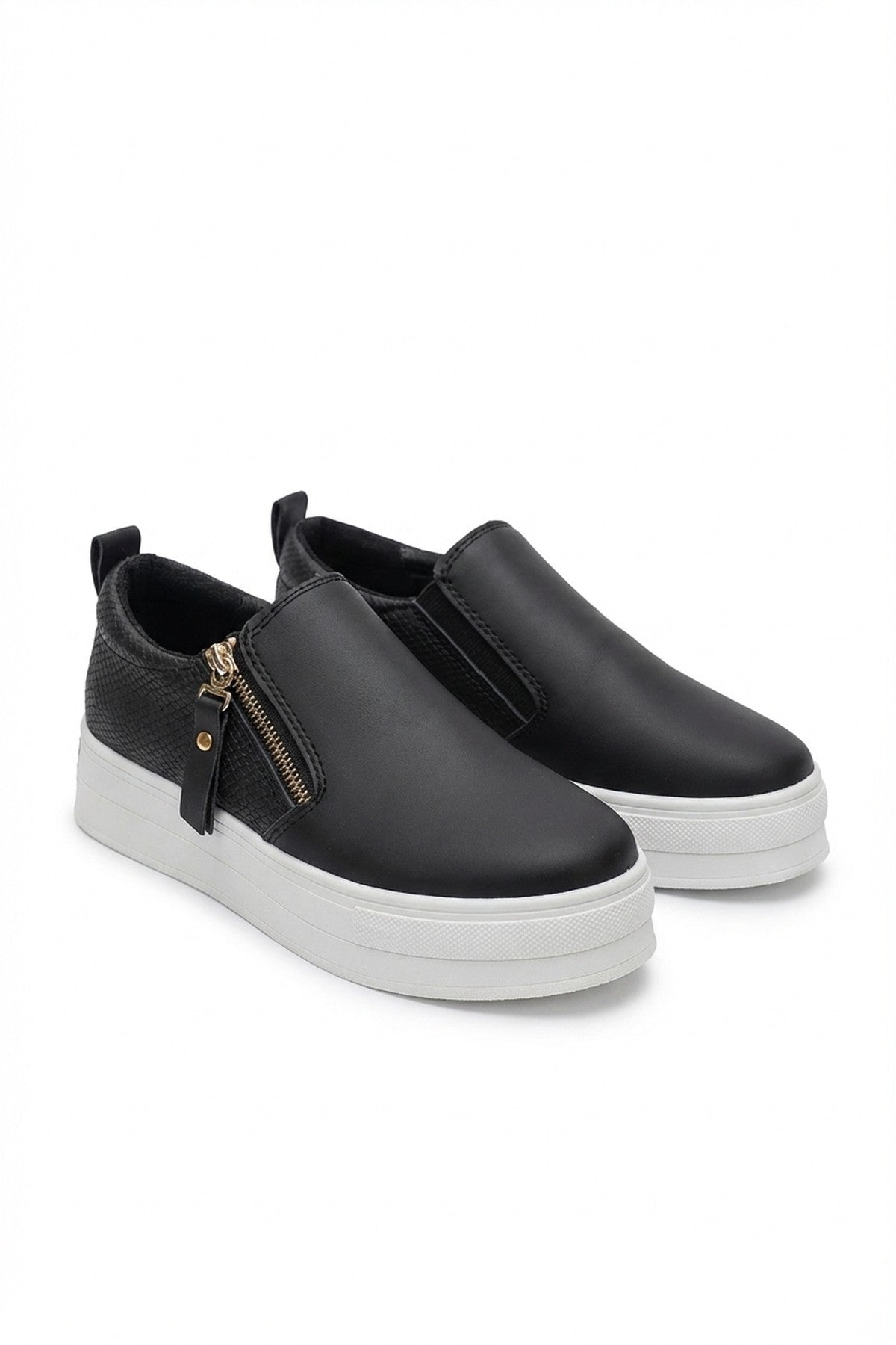 Andrea Zipper Decor Slip On Trainers - Black_wb