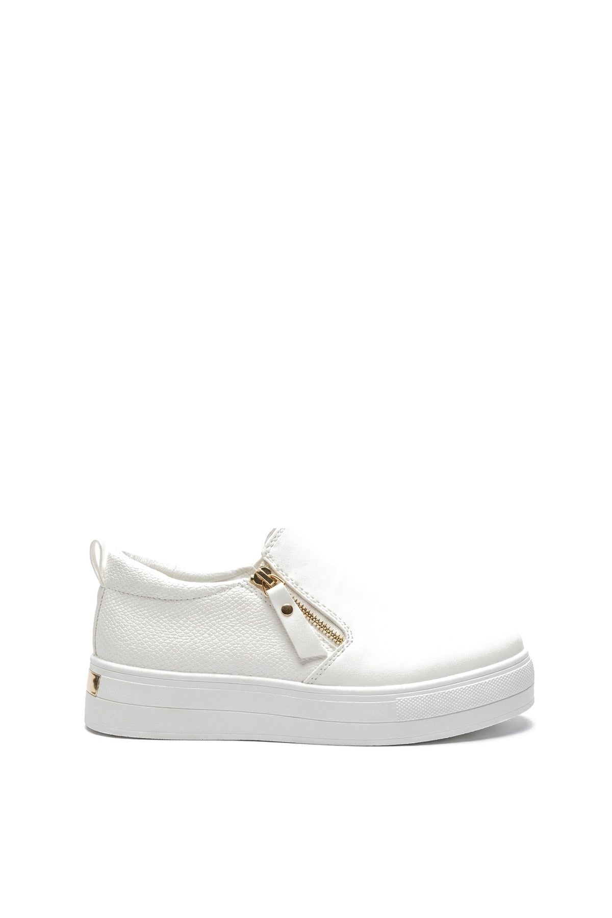 Andrea Zipper Decor Slip On Trainers - White