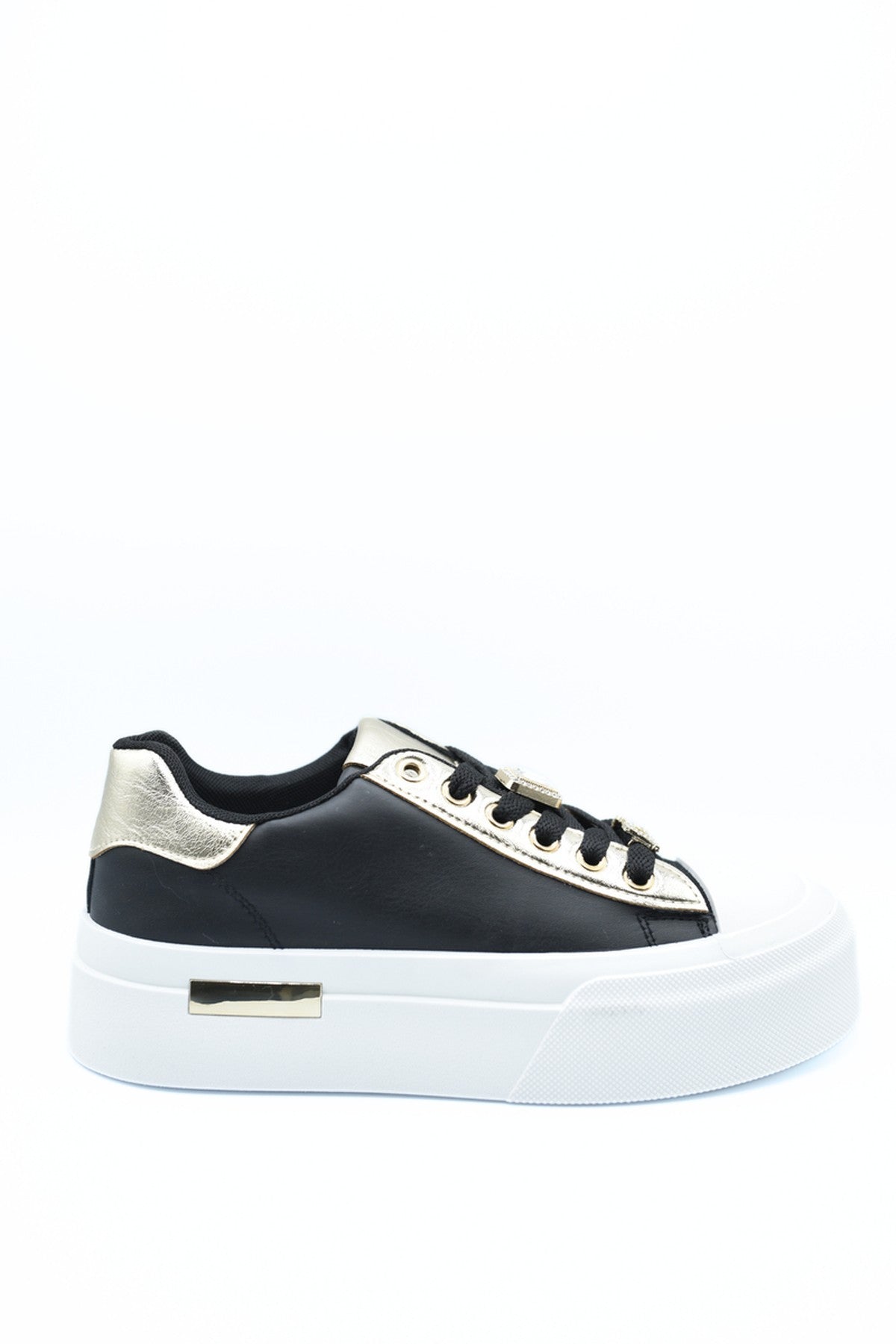 Angelah Lace Up Love Platform Trainers - Black