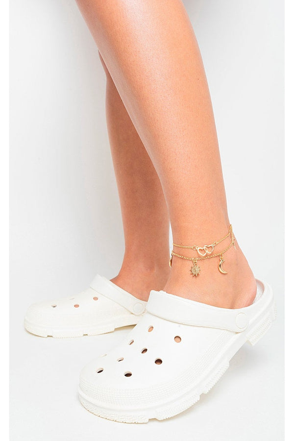 Annie Closed Toe Sling Back Clog Sandals - White