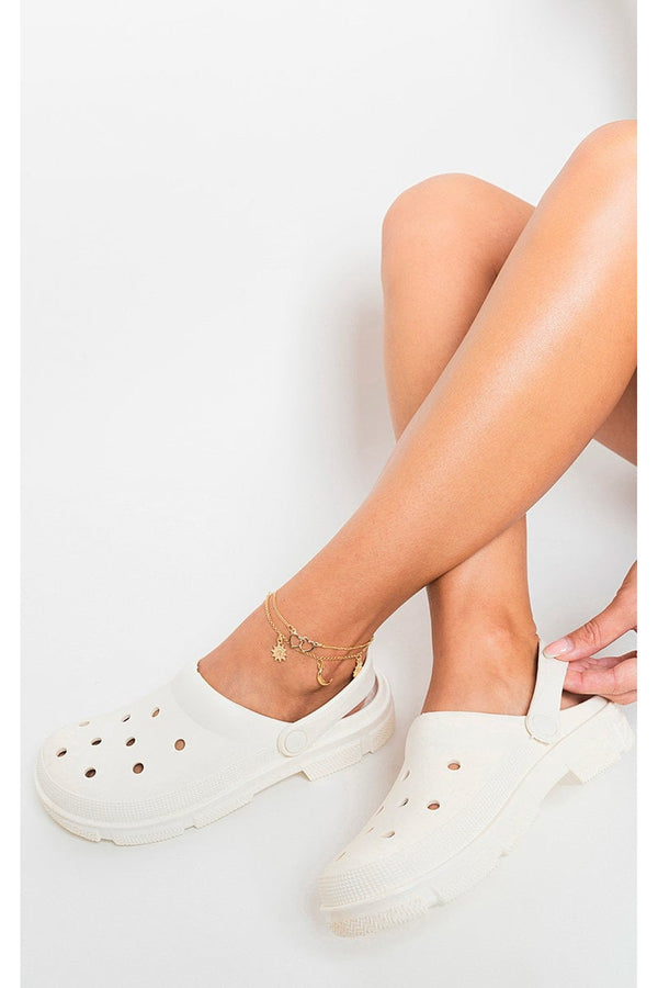 Annie Closed Toe Sling Back Clog Sandals - White