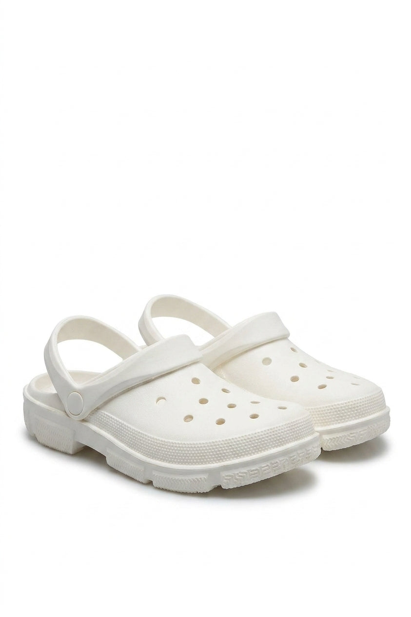 Annie Closed Toe Sling Back Clog Sandals - White_wb