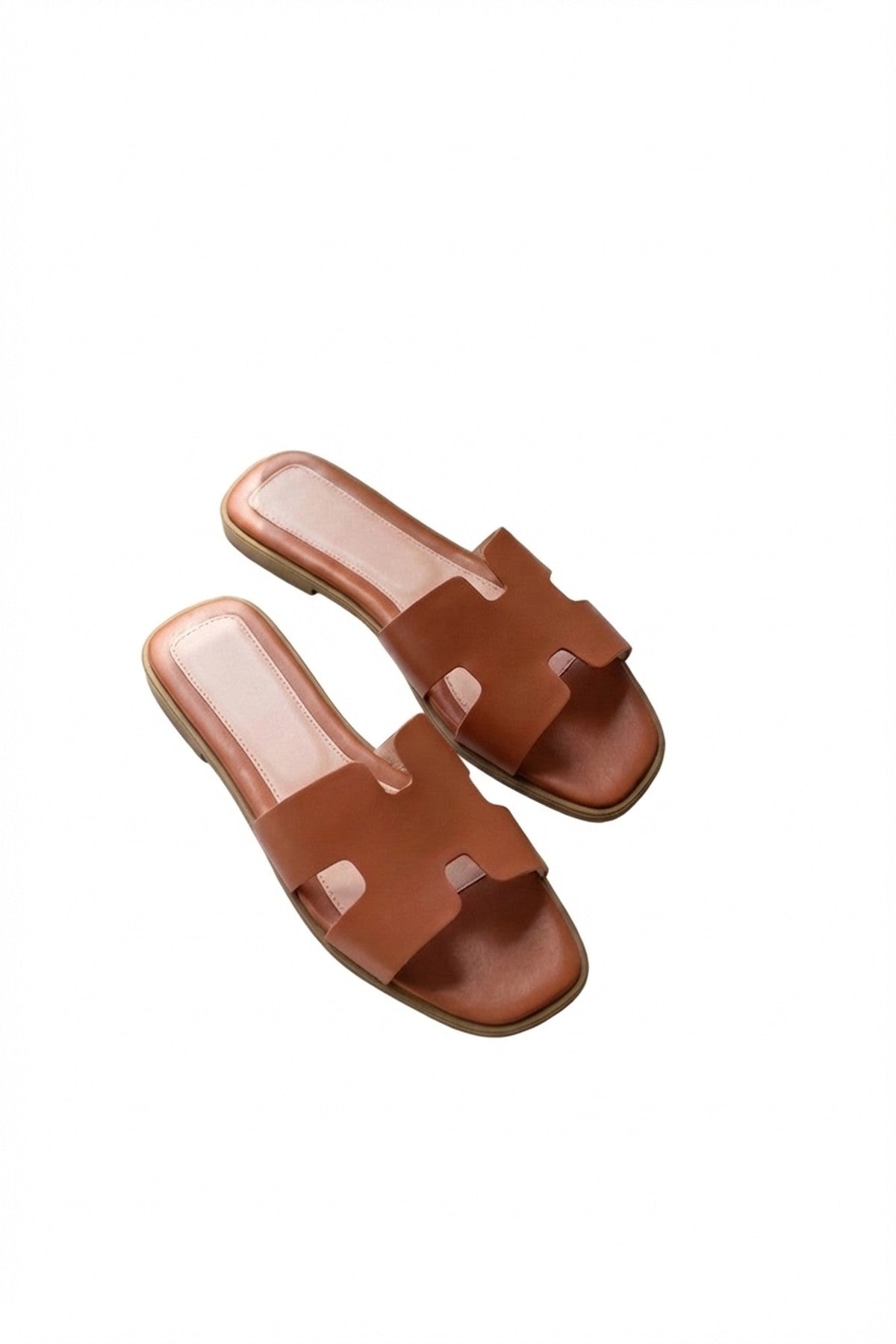 Aria Womens H-Strap Flat Slide Sandals - TAN
