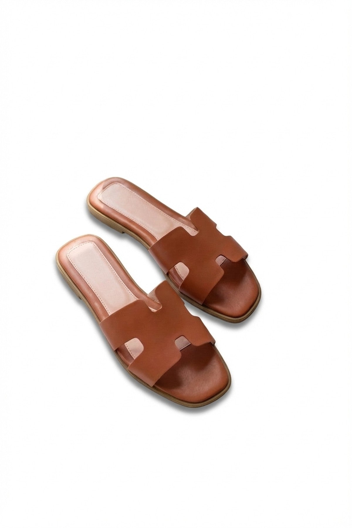 Aria Womens H-Strap Flat Slide Sandals - TAN