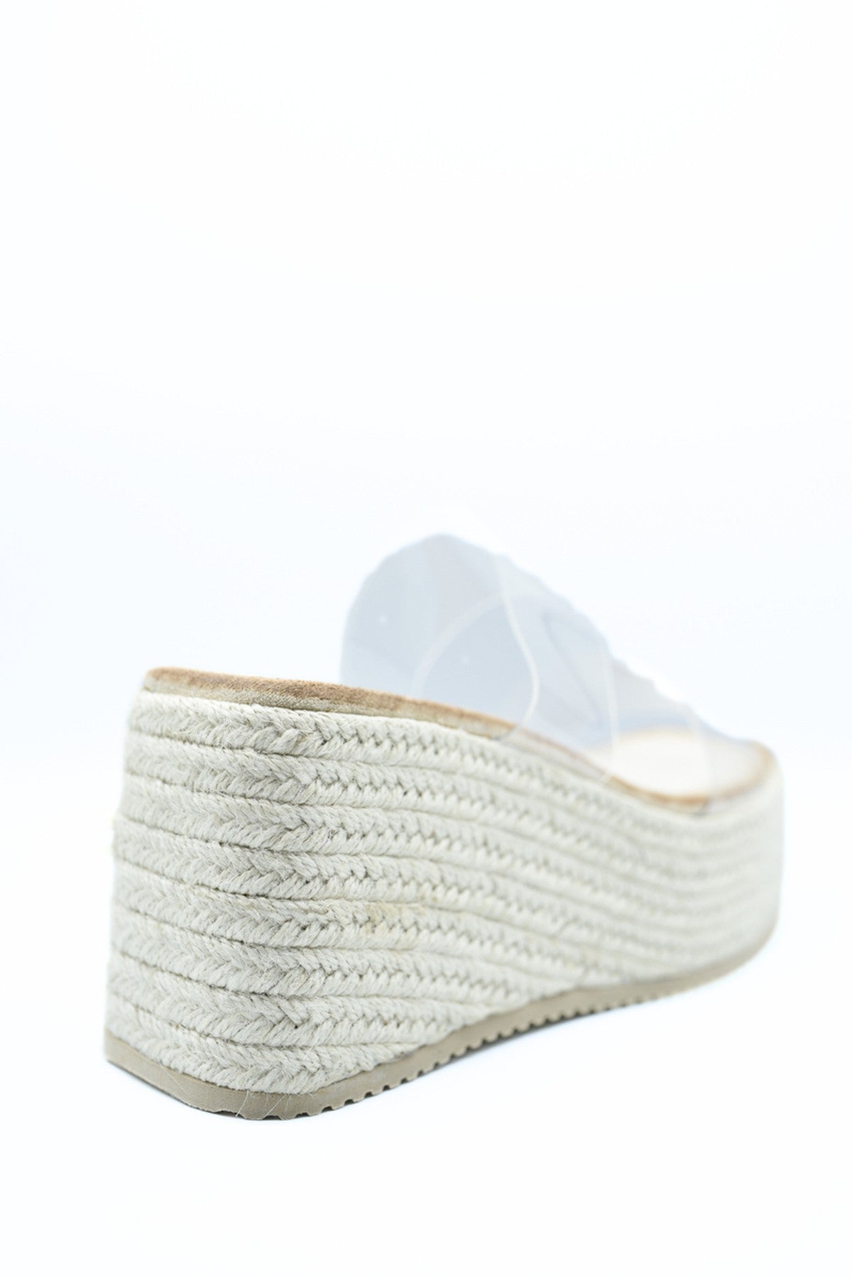 Arissa Transparent Double Strap Platform Wedge Heels - Beige