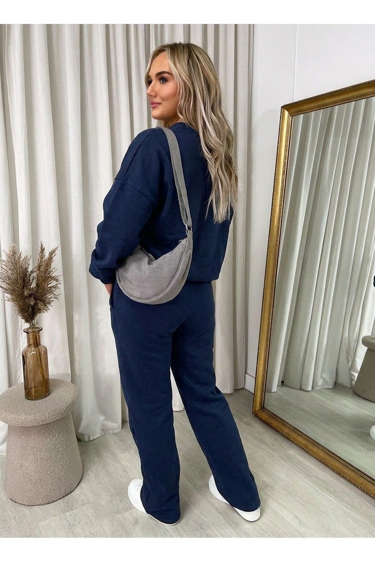 Ashlee Zip Bomber Jacket And Trouser Co-ord Set - Navy