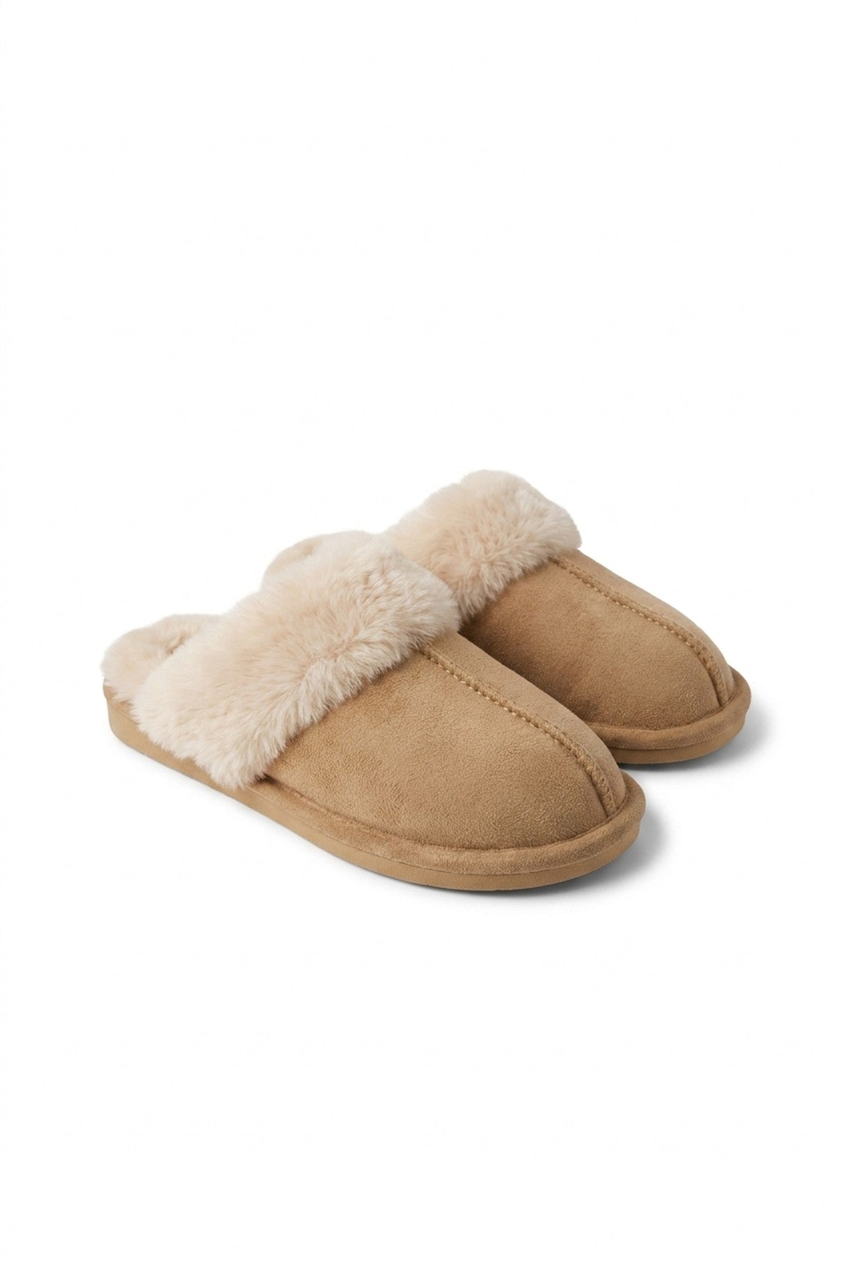 Aspen Faux Suede Mule Slippers - Beige