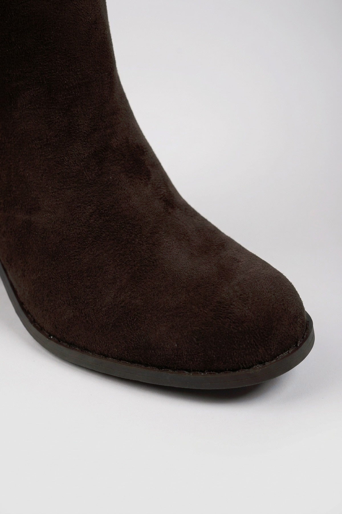 Jessa Faux Suede Slouchy Knee Boots - Brown Suede
