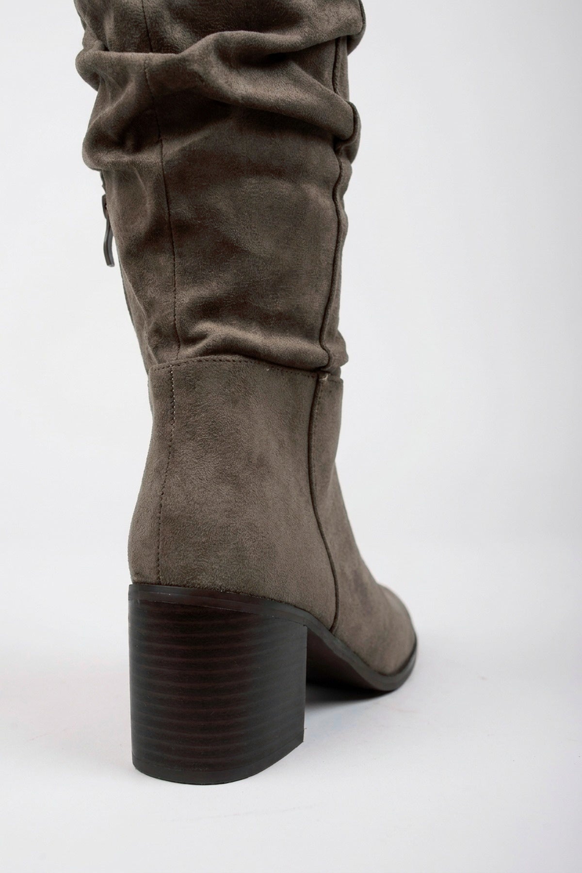 Jessa Faux Suede Slouchy Knee Boots - Taupe Suede
