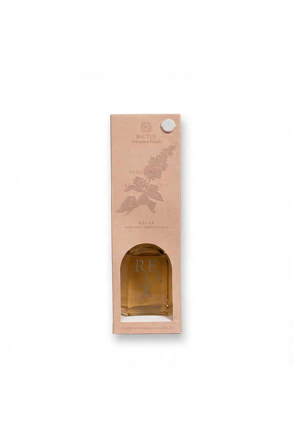 Baltus Relax Luxury Reed Diffuser 200ml - Bergamot, Amber & Sandalwood | Made With Essential Oils - Natural