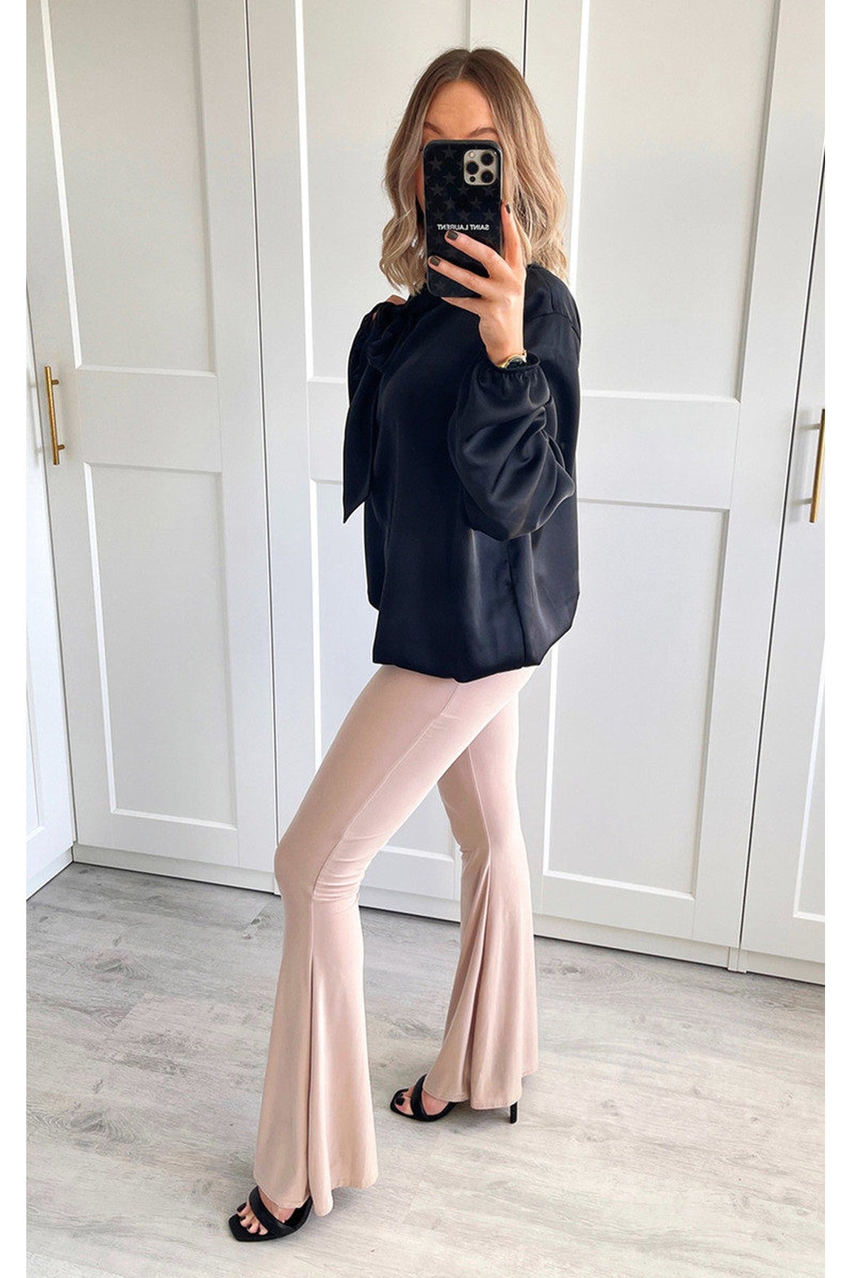 Casey Flared Casual Trousers - Beige
