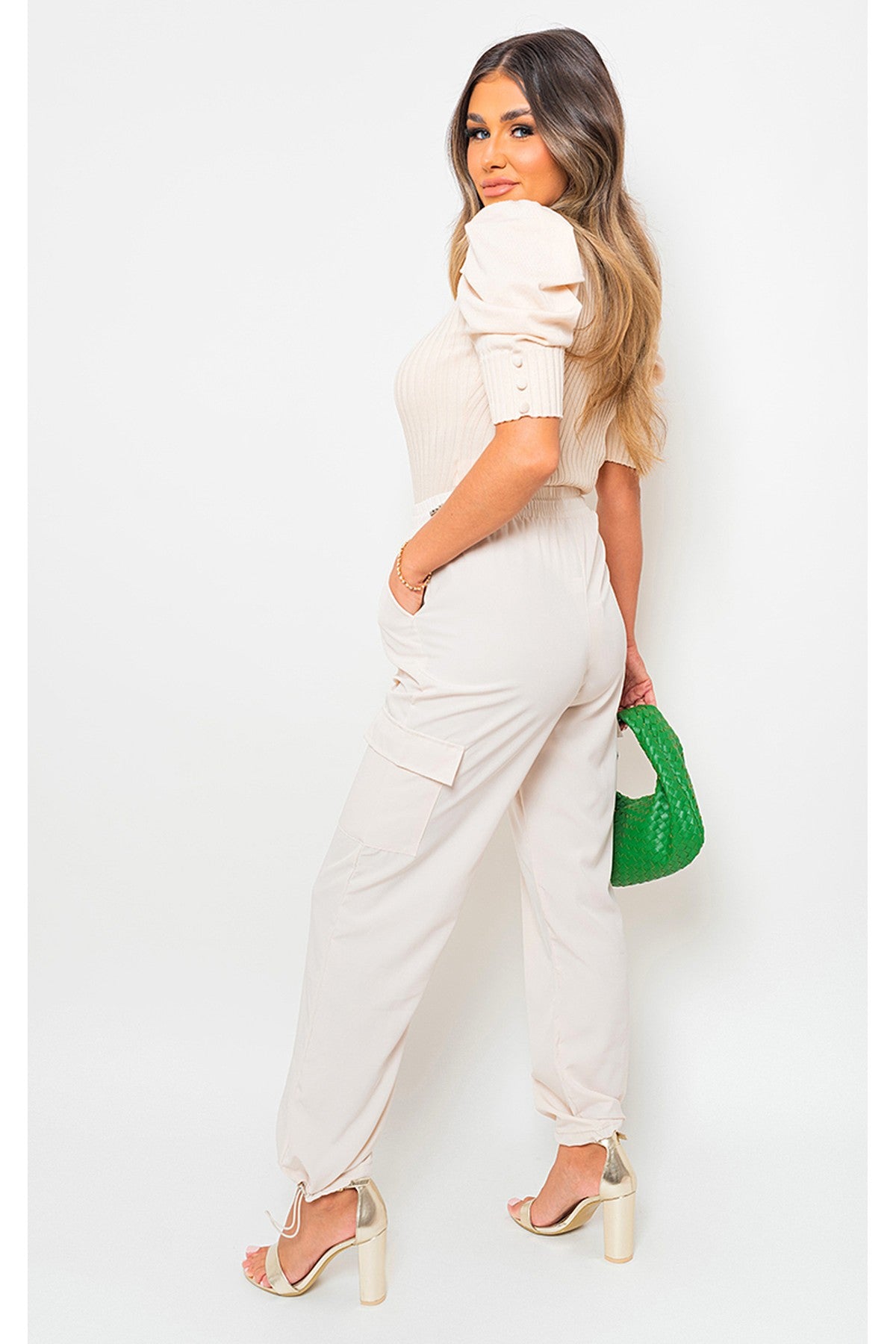 Aubree Casual Drawstring Cargo Pants - Beige