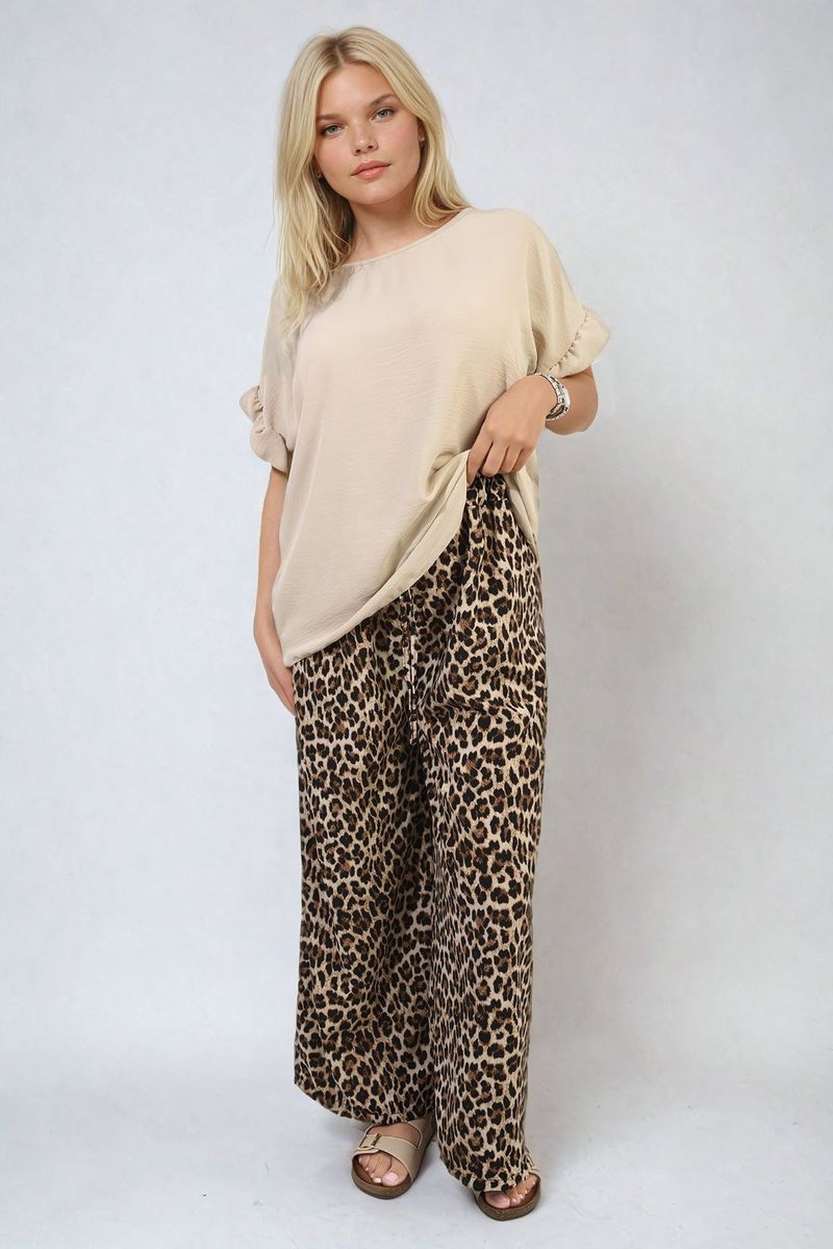 Alexandra Frill Sleeve Top - Beige