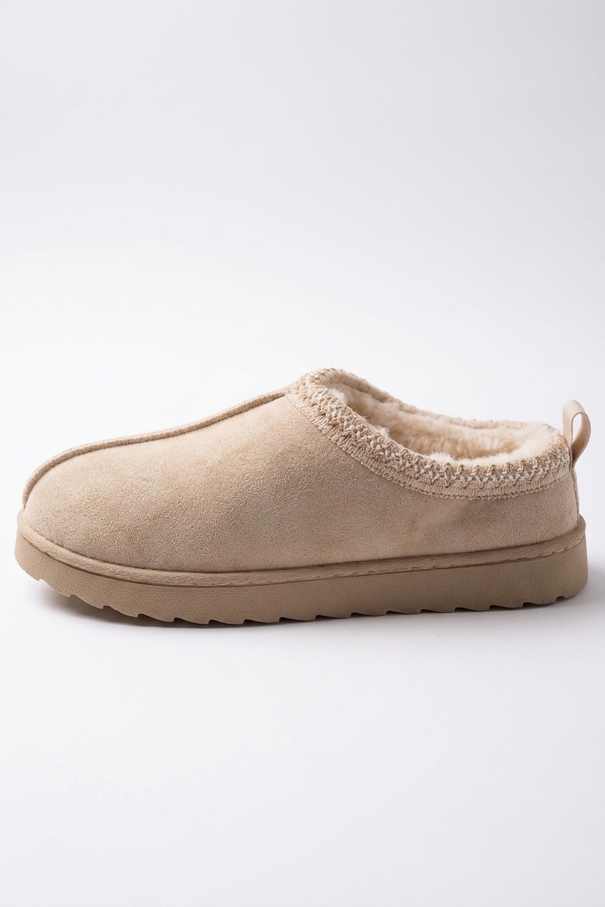 Odette Faux Suede Lined Slipper Mules - Beige