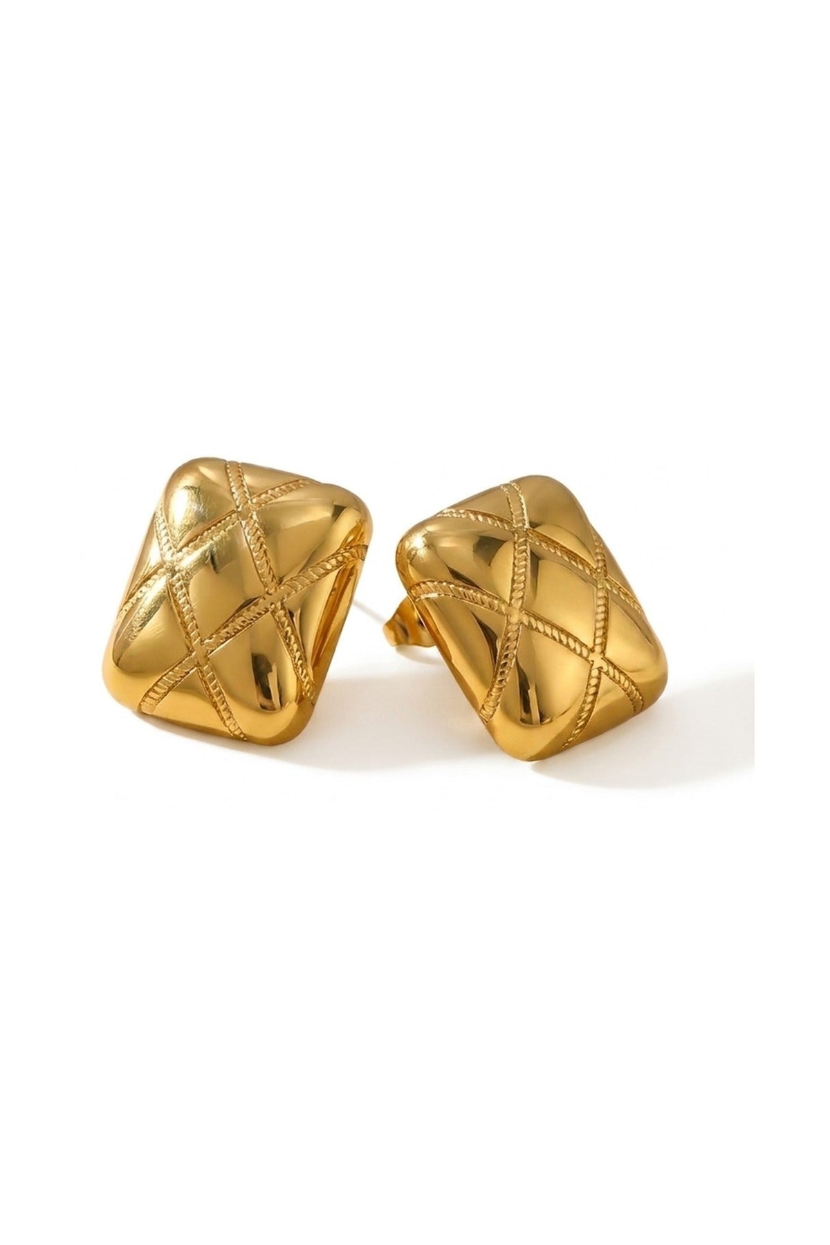 Bev Geometrc Square Earrings - Gold_wb