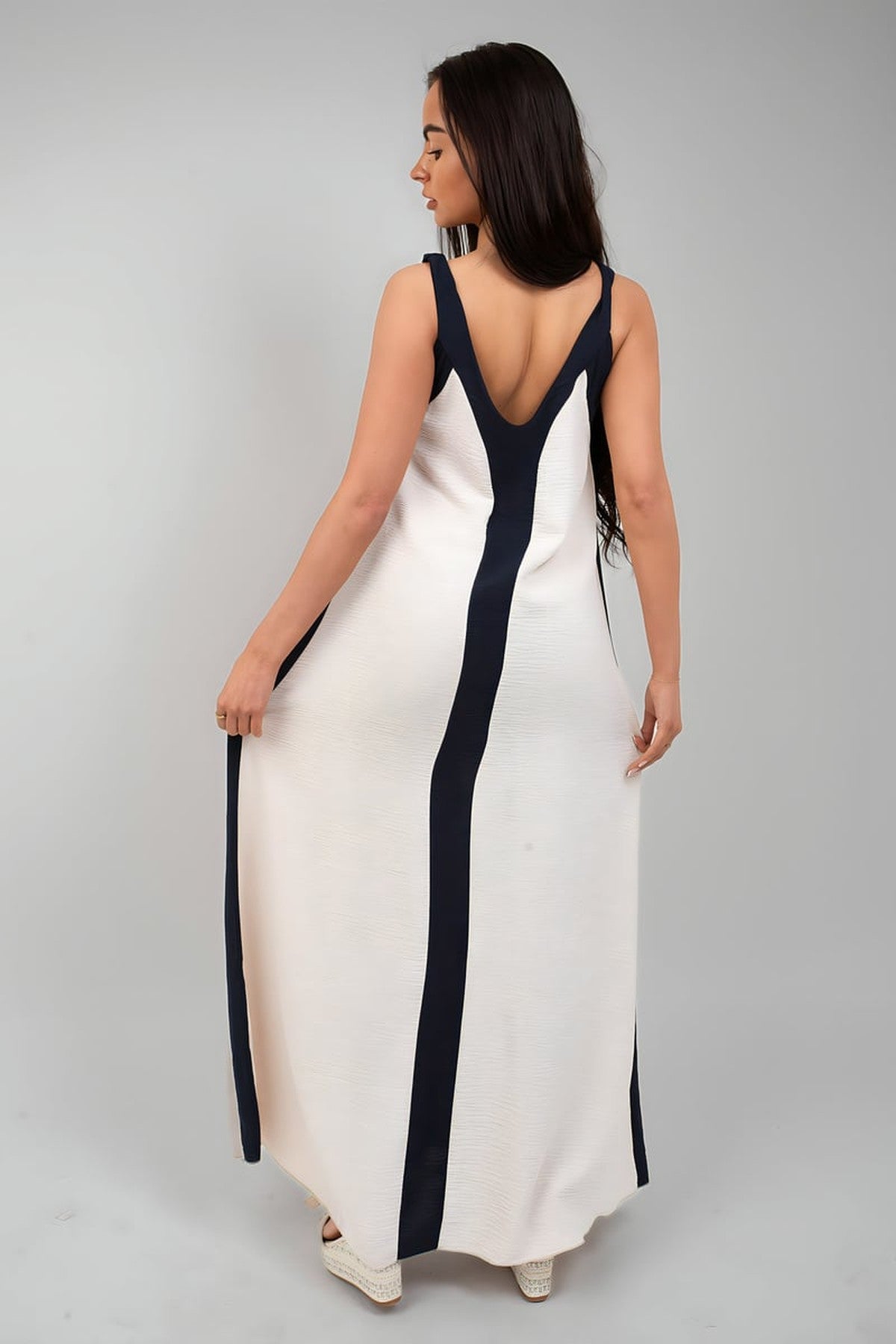 Bianca Two-tone Sleeveless Cami Maxi Dress - Navy