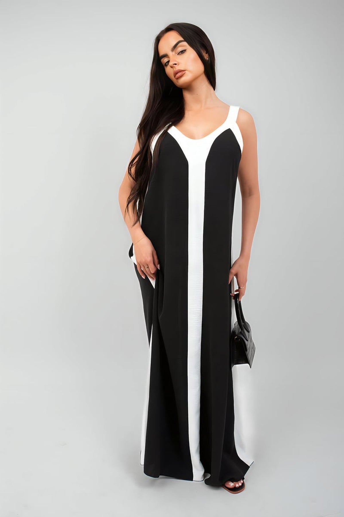 Bianca Two-tone Sleeveless Cami Maxi Dress - White