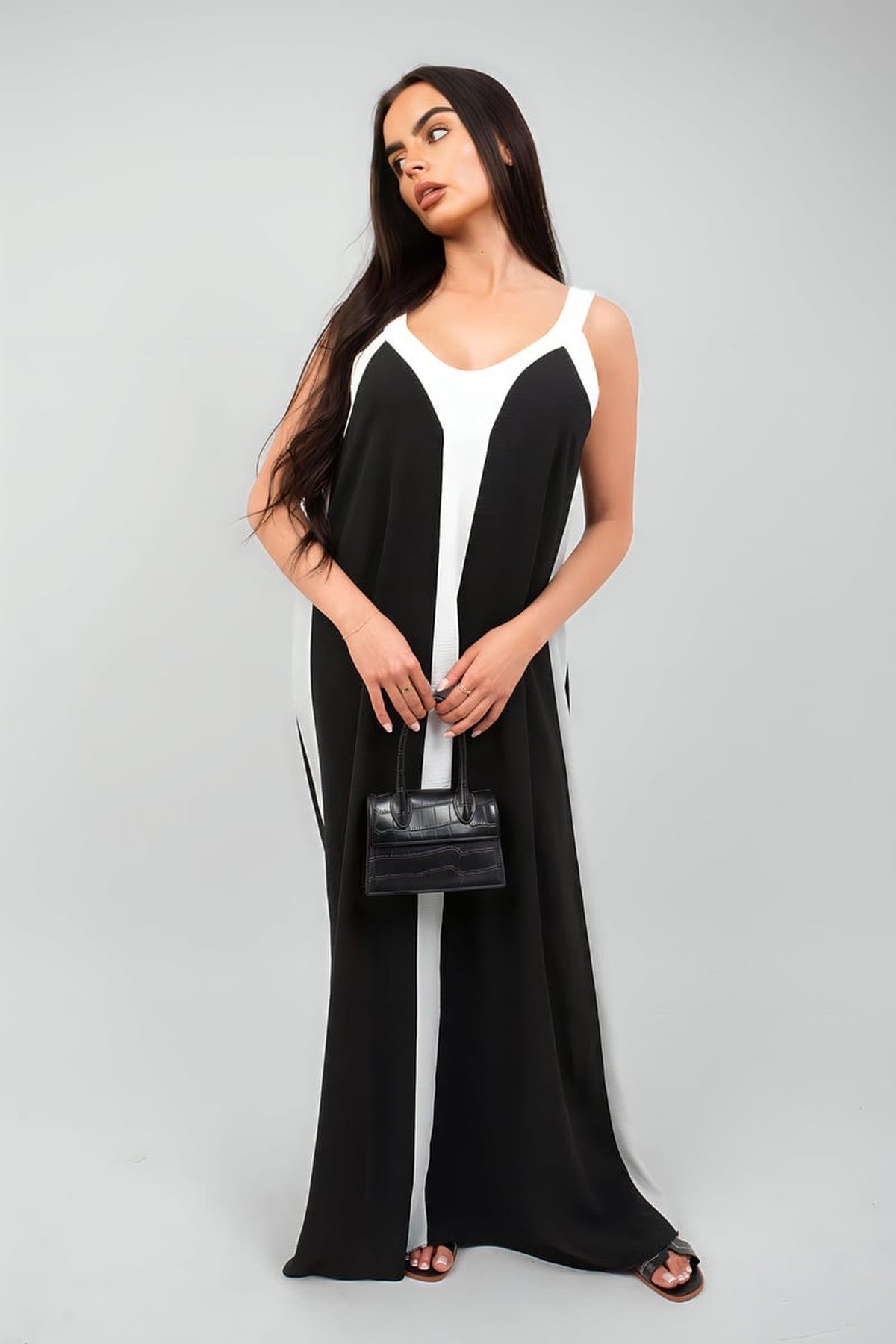 Bianca Two-tone Sleeveless Cami Maxi Dress - White