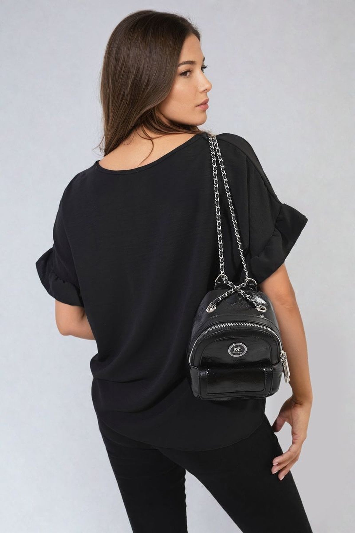 Alexandra Frill Sleeve Top - Black