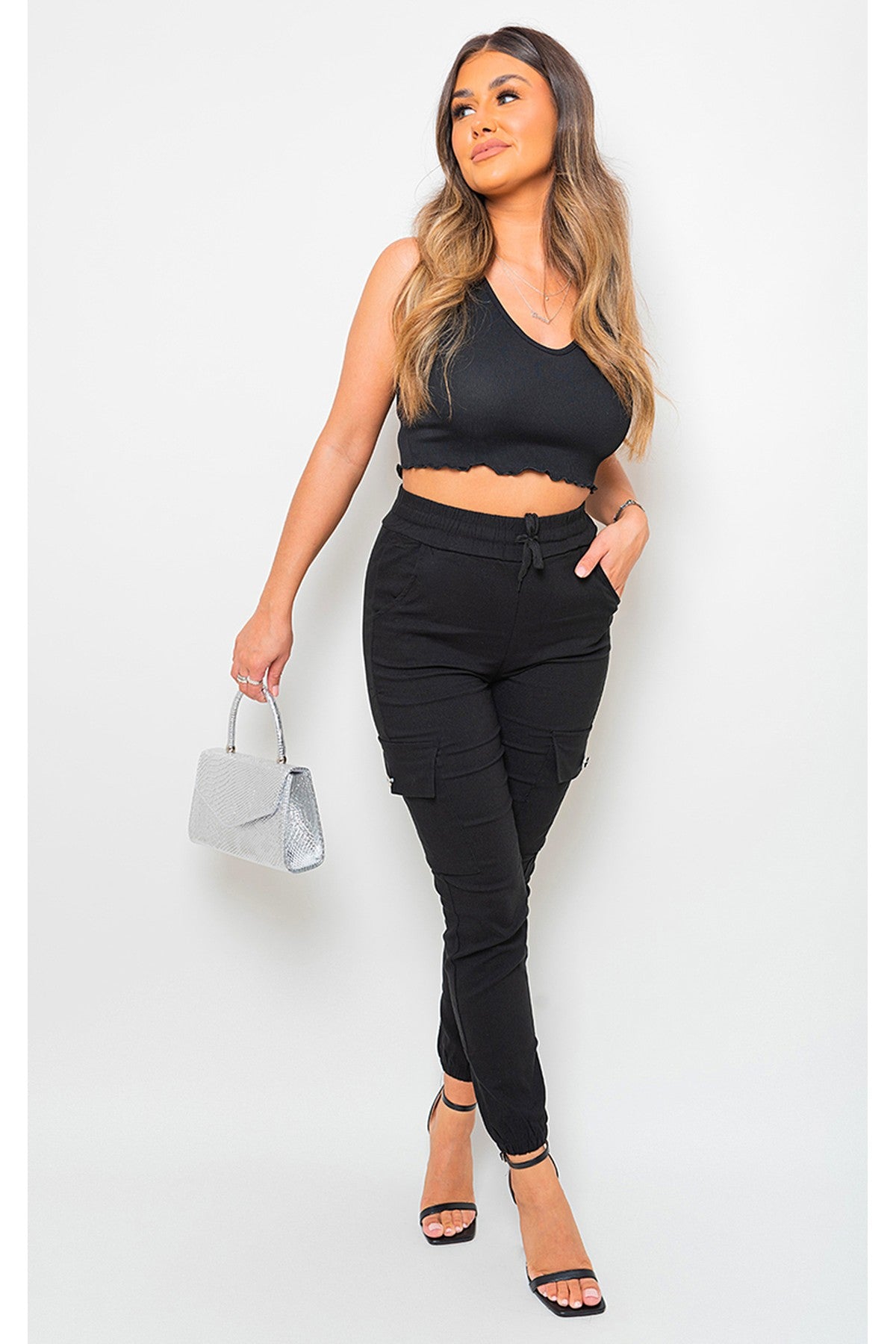 Sylvie Pocket Side Cargo Trouser - Black