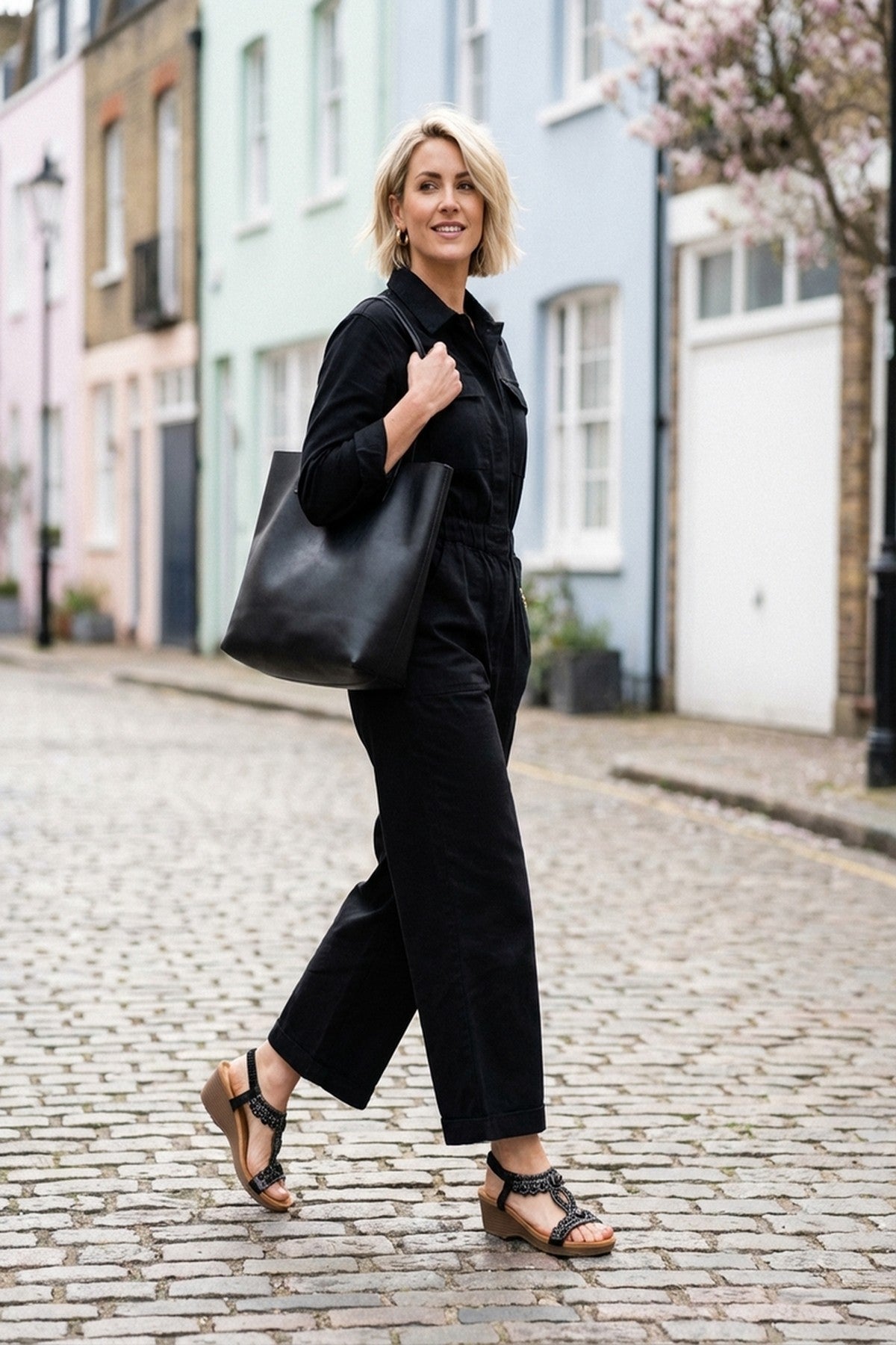 Emma Womens Embellished T-bar Wedge Sandals - Black