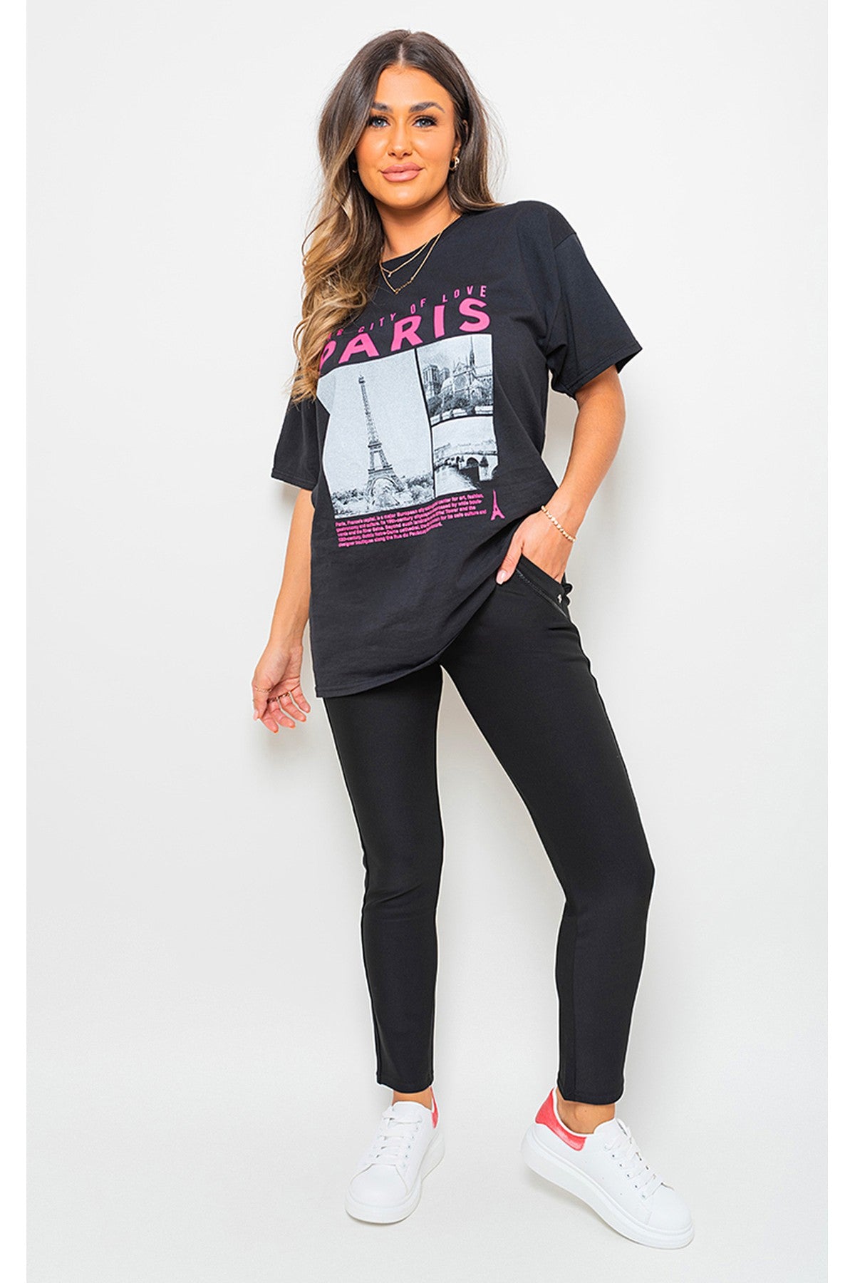 Carmela High Waist Double Band Pocket Leggings - Black
