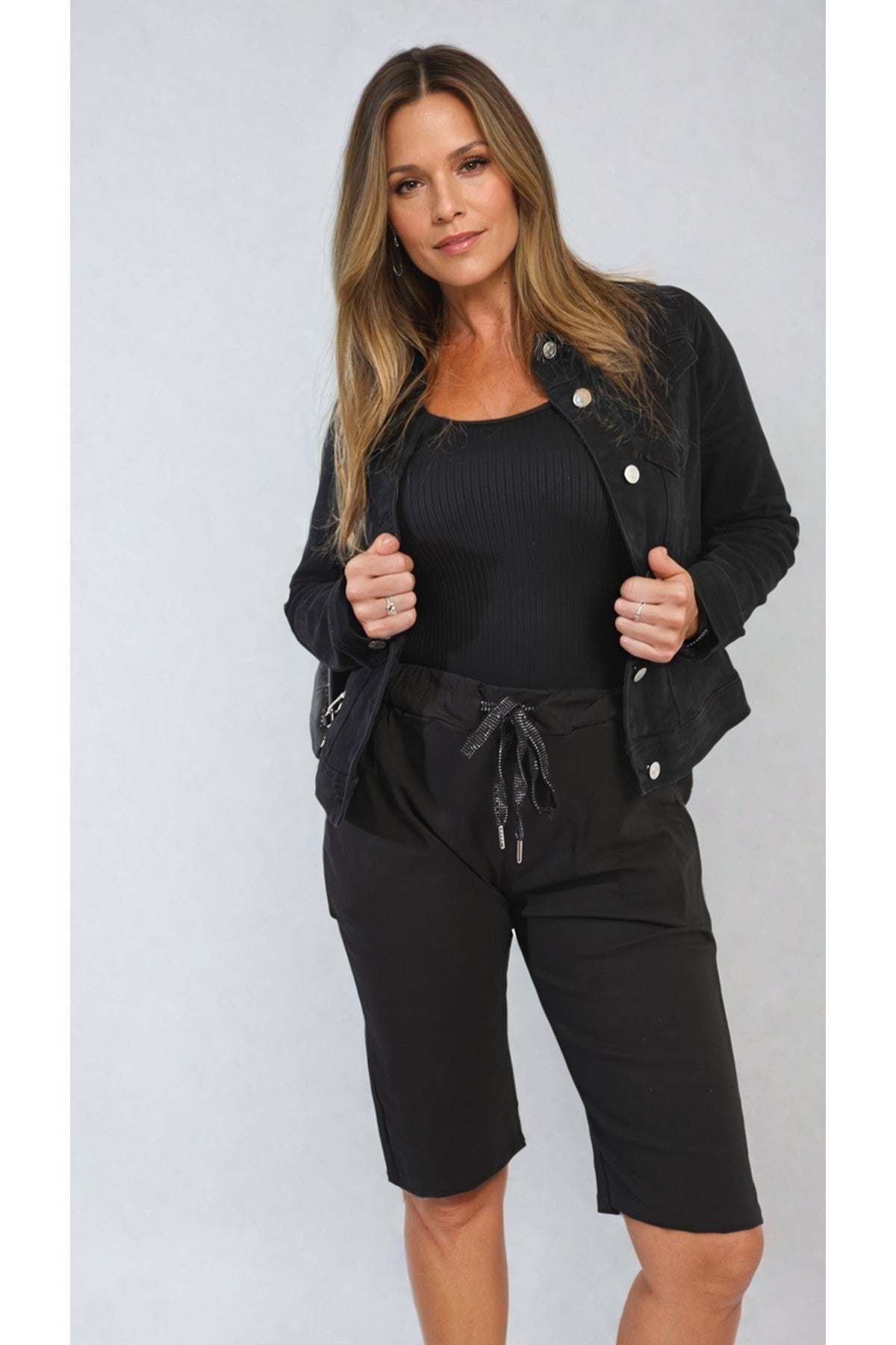 Eloisa Cargo Pocket Trouser With Drawstring - Black