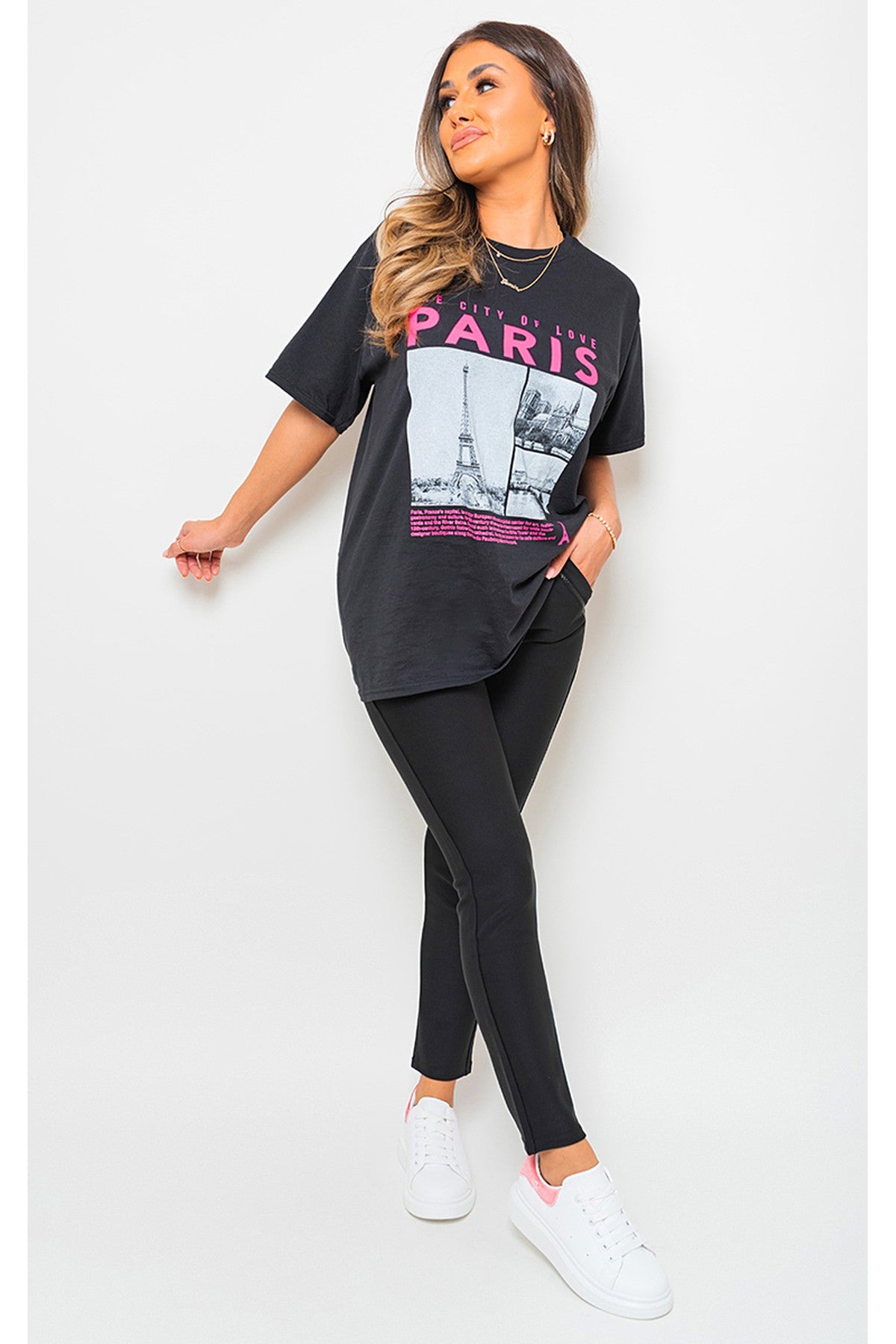 Carmela High Waist Double Band Pocket Leggings - Black
