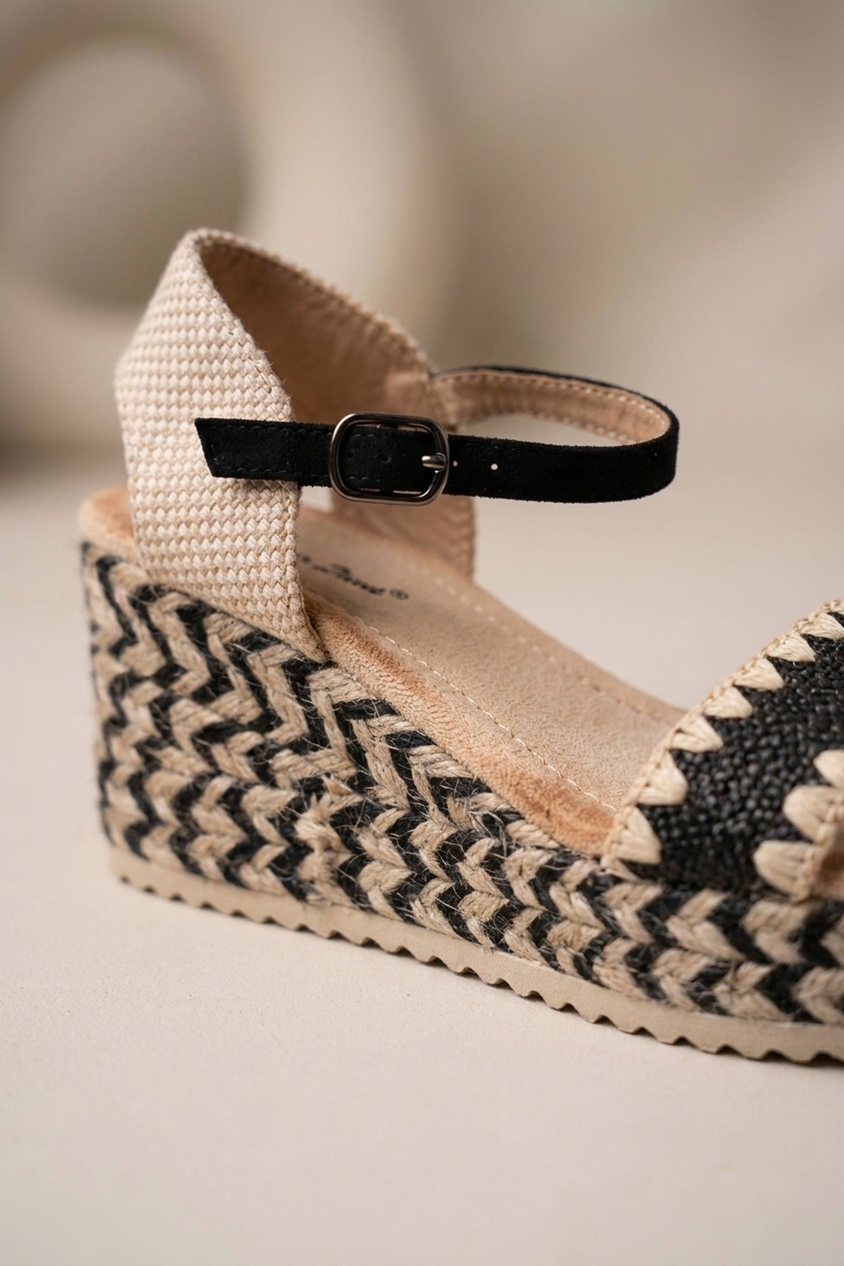 Cordelia Woven Espadrille Wedge Sandals - Black