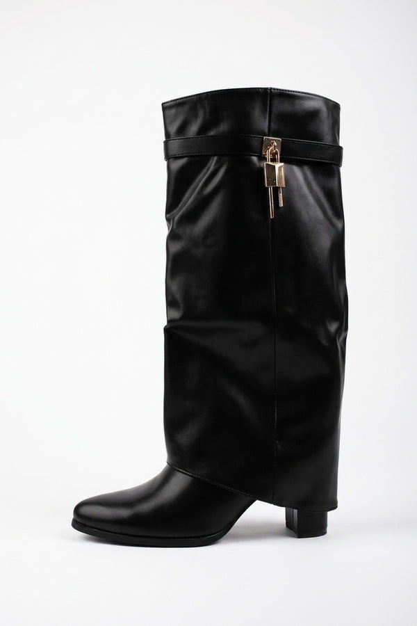Cordelia Knee High Slouch Boots - Black
