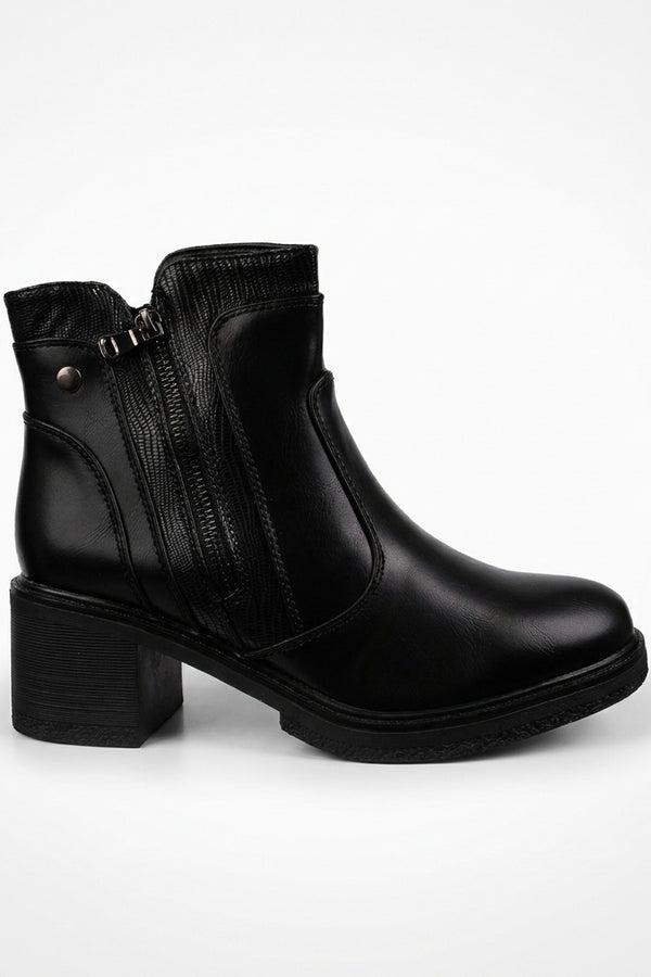 Cressida Chunky Heel Ankle Boots - Black