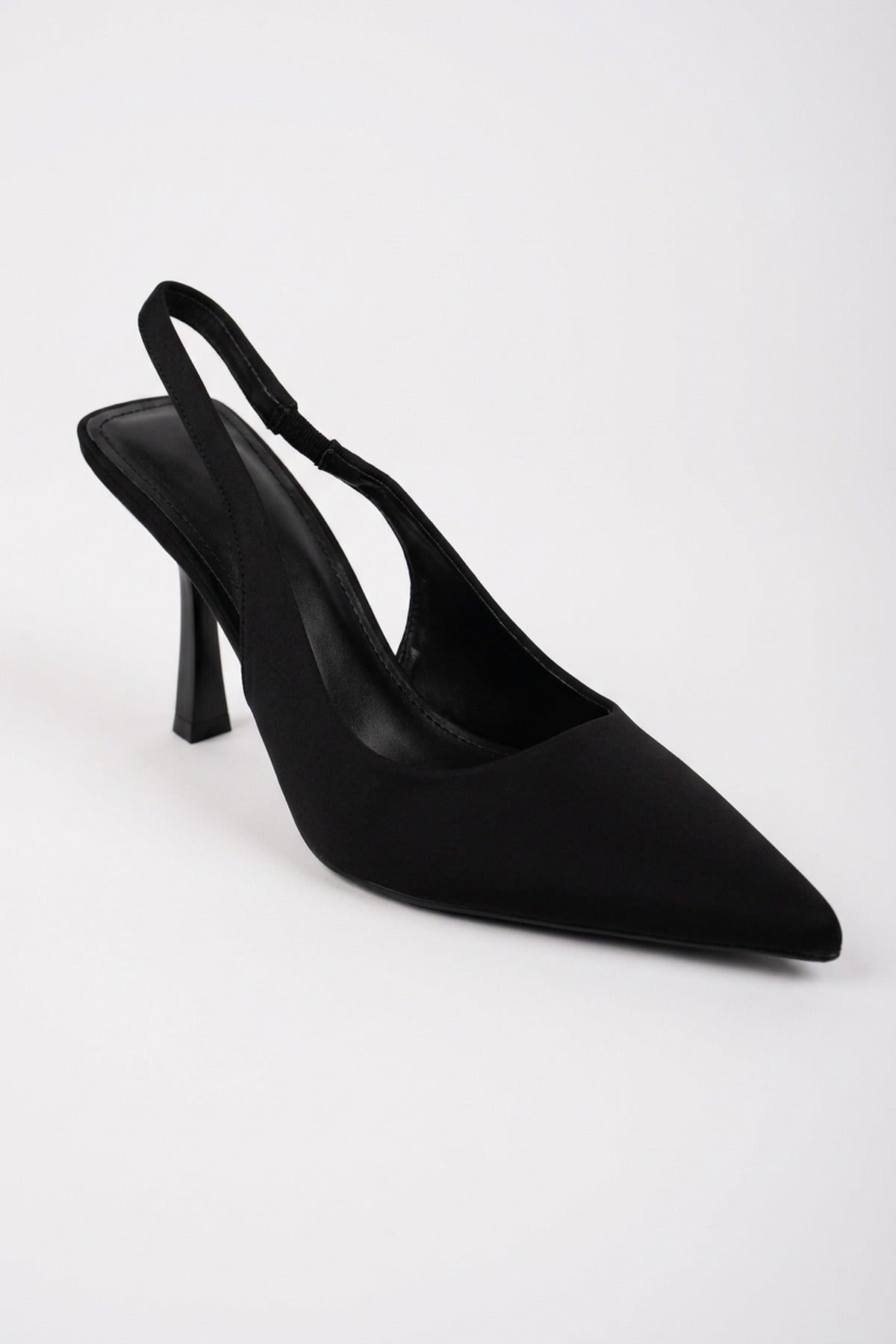 Sloane Satin Pointed Toe Slingback Heels - Black
