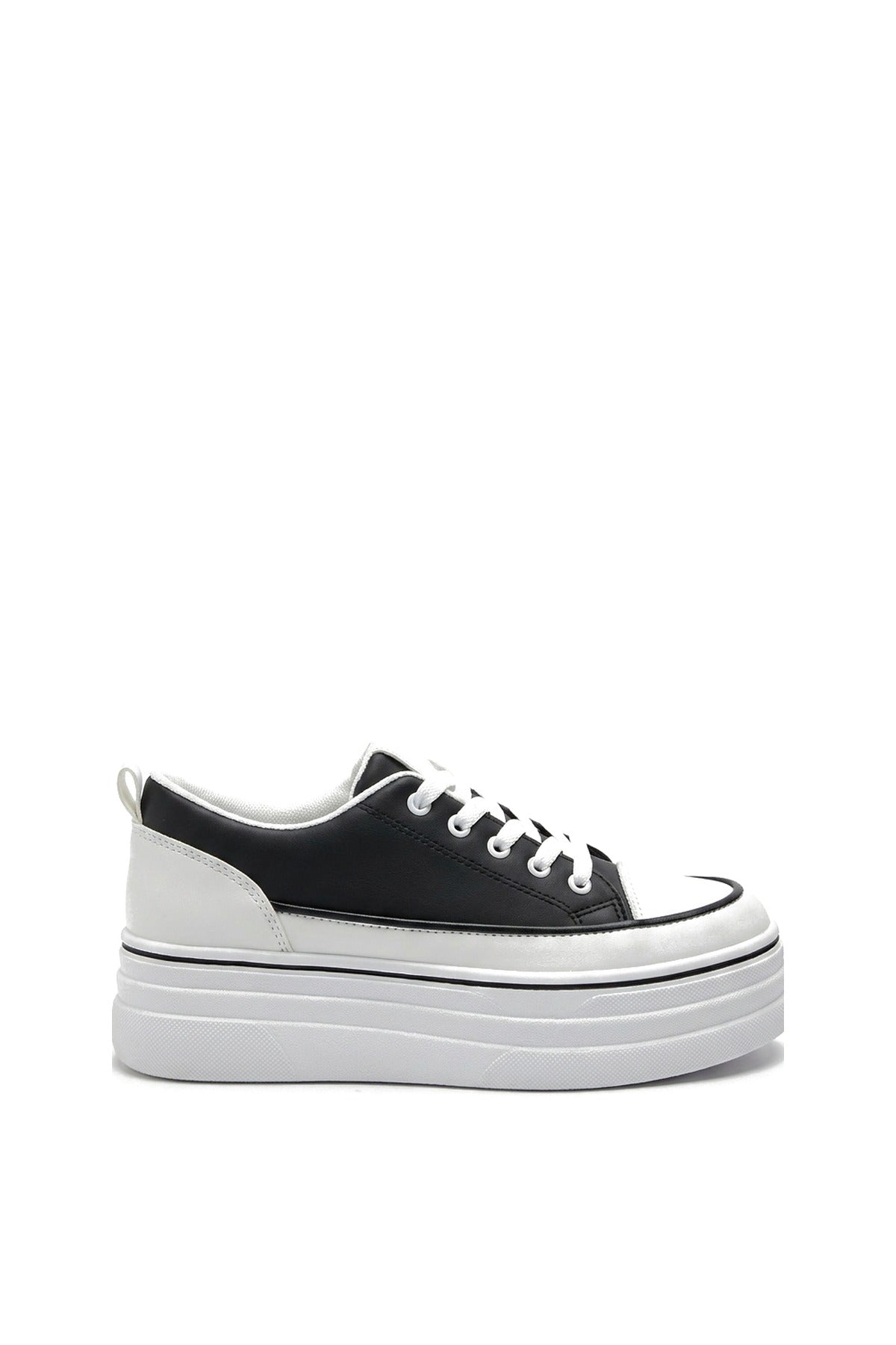Breanna Platform Wedge Lace Up Trainers - Black