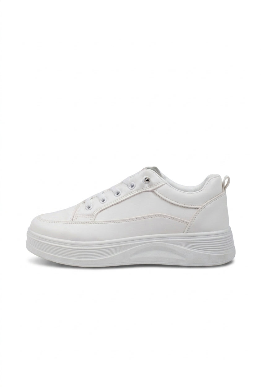 Bronagh Faux Leather Platform Trainers - White_wb