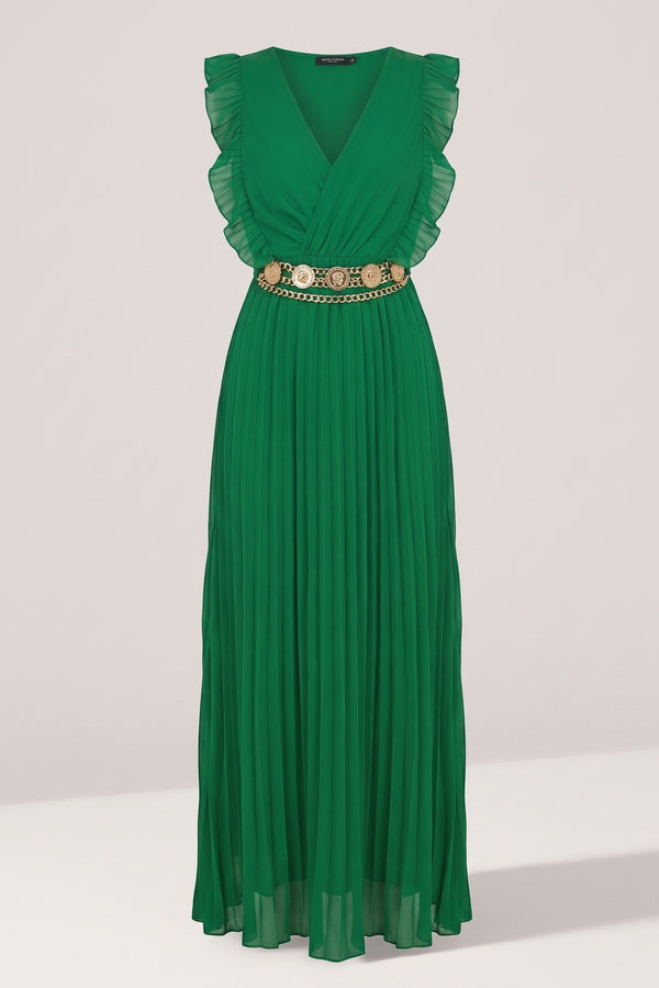 Bryanna Pleated Maxi Dress - Green