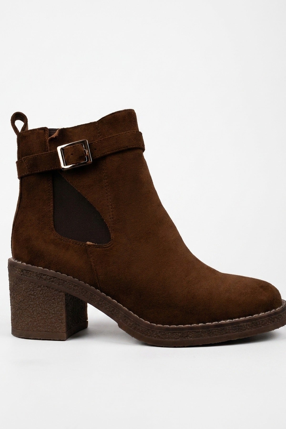 Saoirse Faux Suede Block Heel Boots - Camel