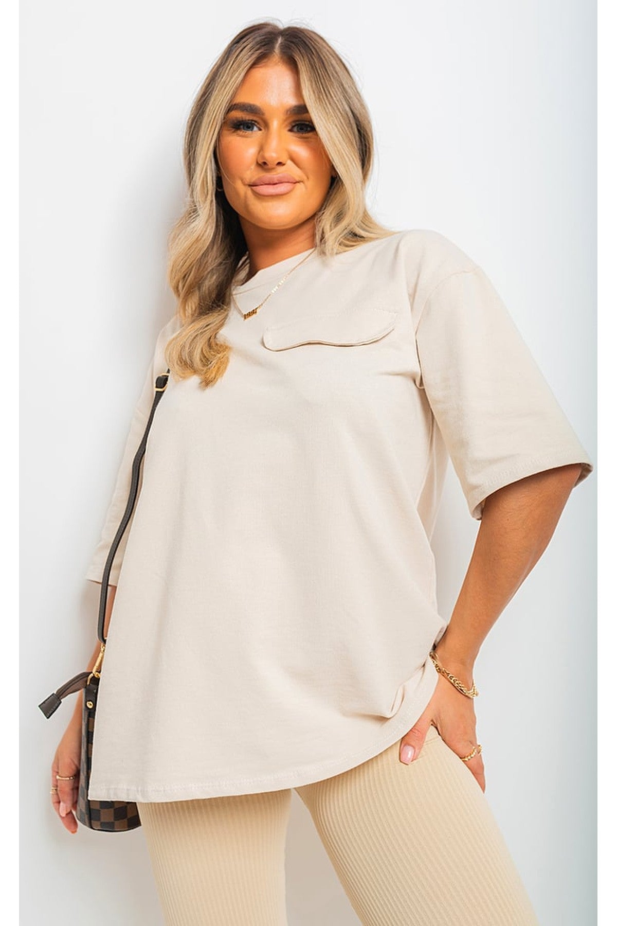 Camryn Oversized Cargo T-shirt - Beige
