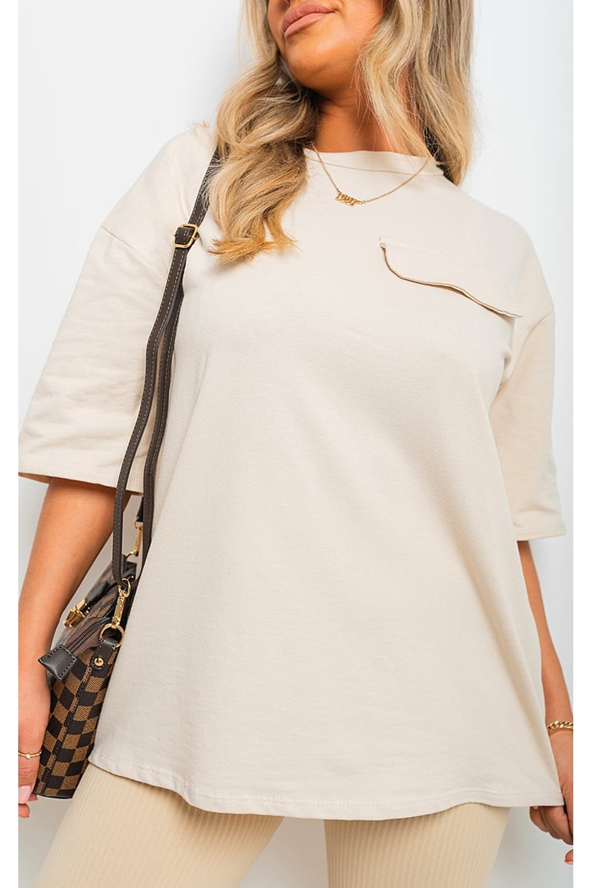 Camryn Oversized Cargo T-shirt - Beige