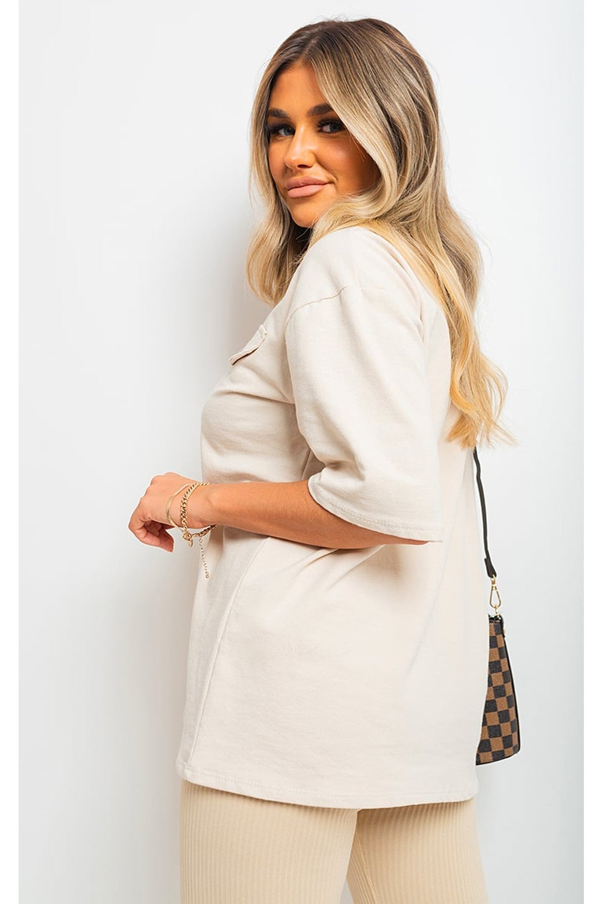 Camryn Oversized Cargo T-shirt - Beige