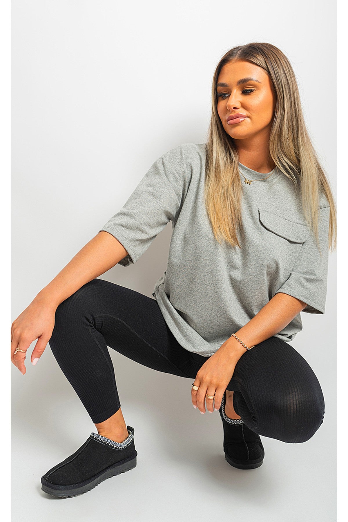 Camryn Oversized Cargo T-shirt - Grey