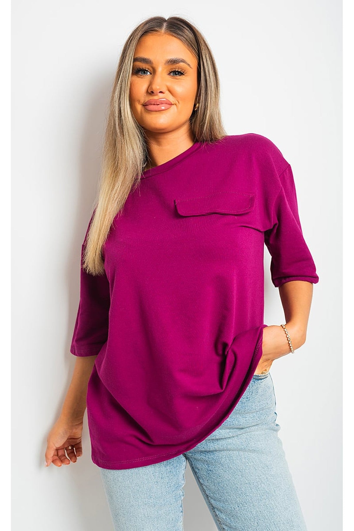 Camryn Oversized Cargo T-shirt - Magenta