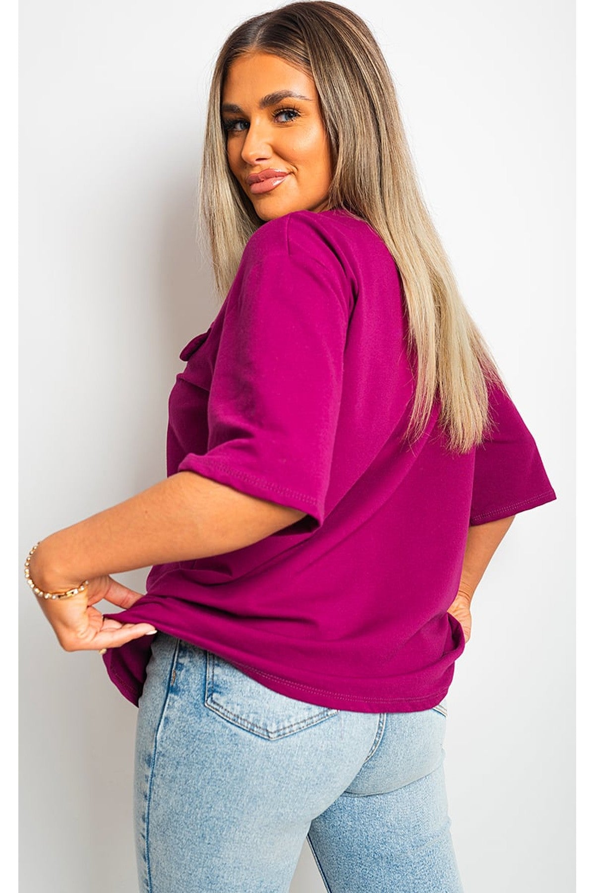 Camryn Oversized Cargo T-shirt - Magenta