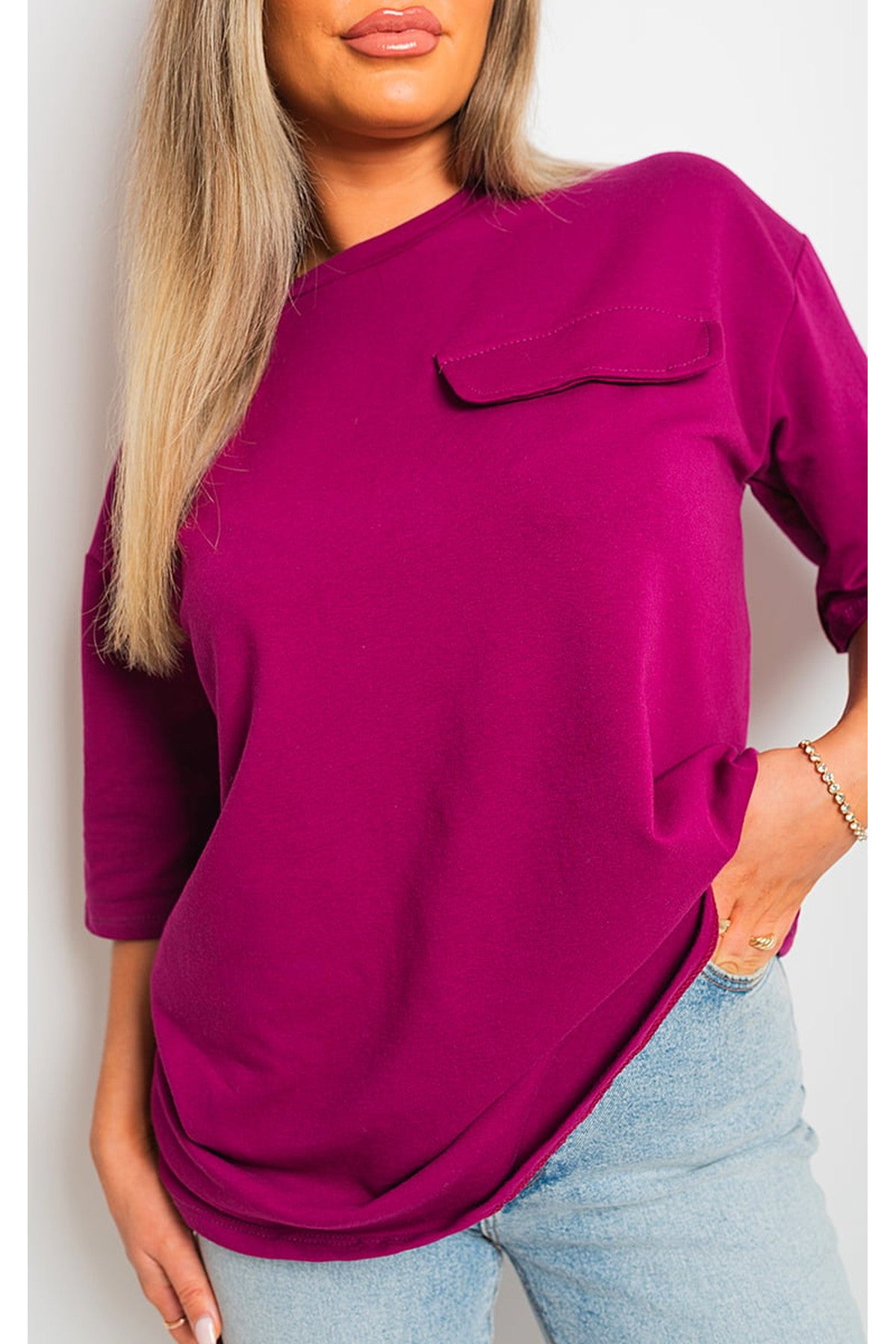 Camryn Oversized Cargo T-shirt - Magenta
