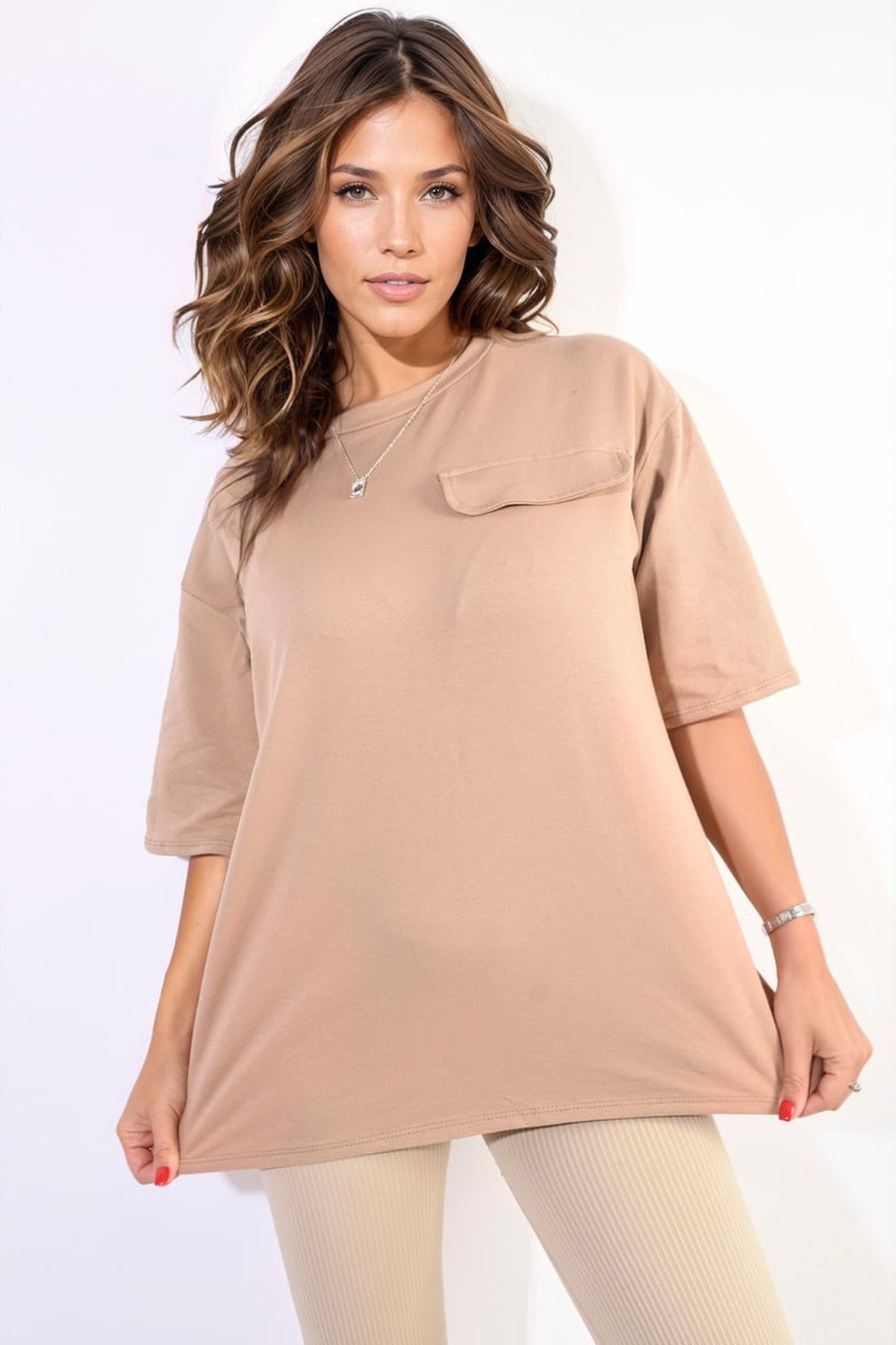 Camryn Oversized Cargo T-shirt - Mocha