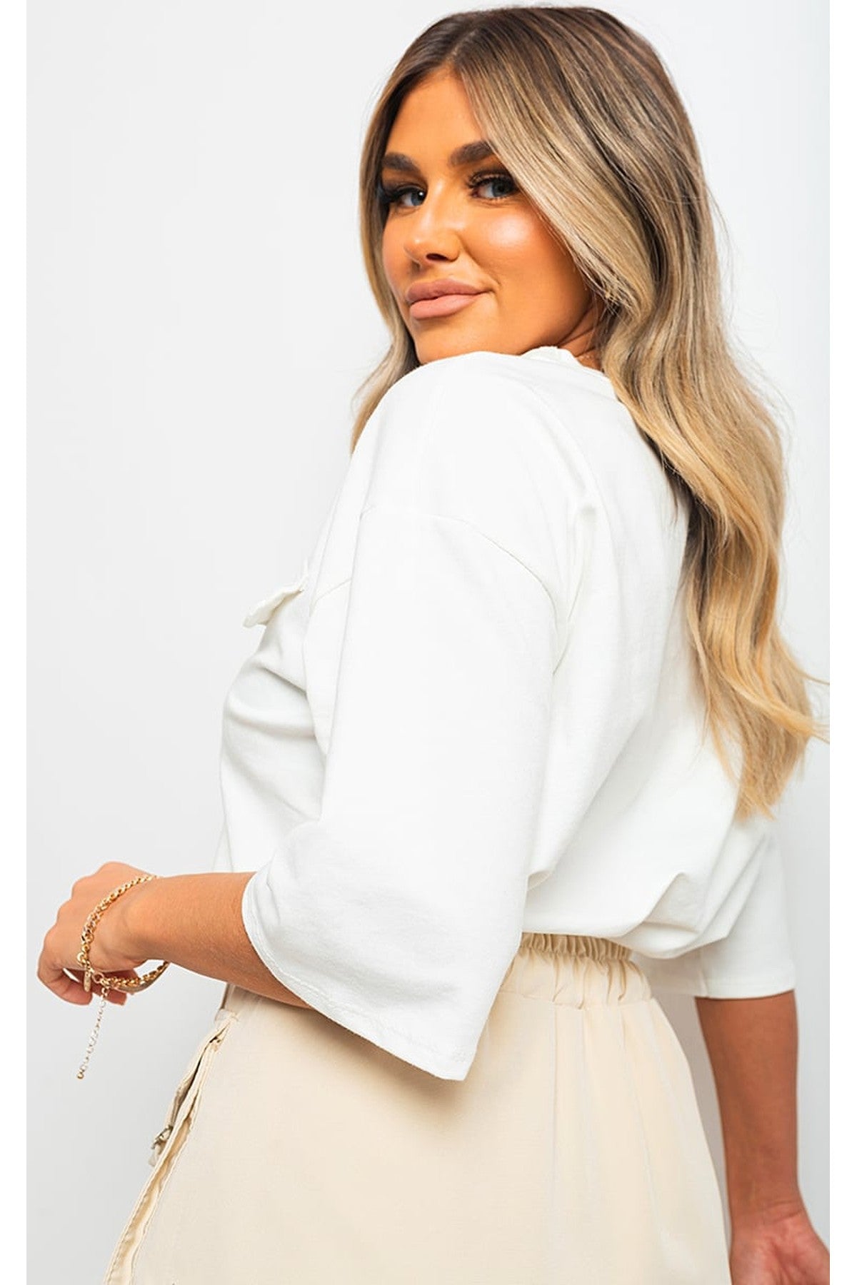 Camryn Oversized Cargo T-shirt - White