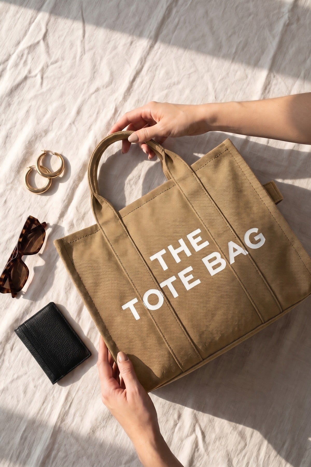Ludovica Printed Canvas Tote Bag - Beige